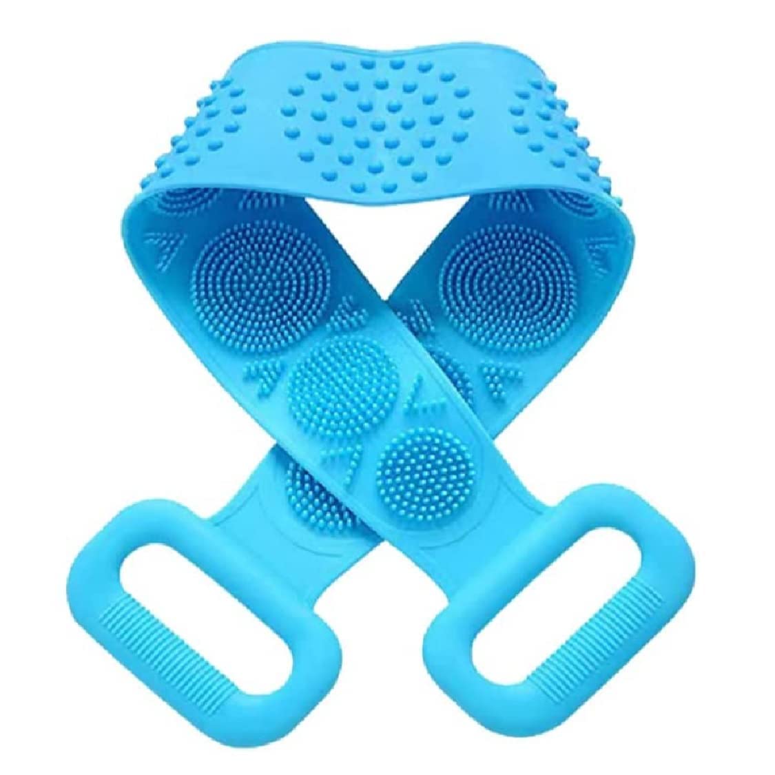 MacMoon | Silicone Body Scrubber - Dual-Sided Exfoliating Bath Brush for Deep Skin Cleaning, Women & Men - Silica Gel Loofah Belt for Shower & Spa Relaxation