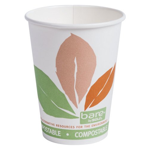 SOLO Eco-Forward PLA Paper Hot Cups 12oz - 100% Compostable Disposable Coffee Cups for Office, Parties & Travel - Sustainable Alternative to Plastic Cups (SCC 412PLN-BB)