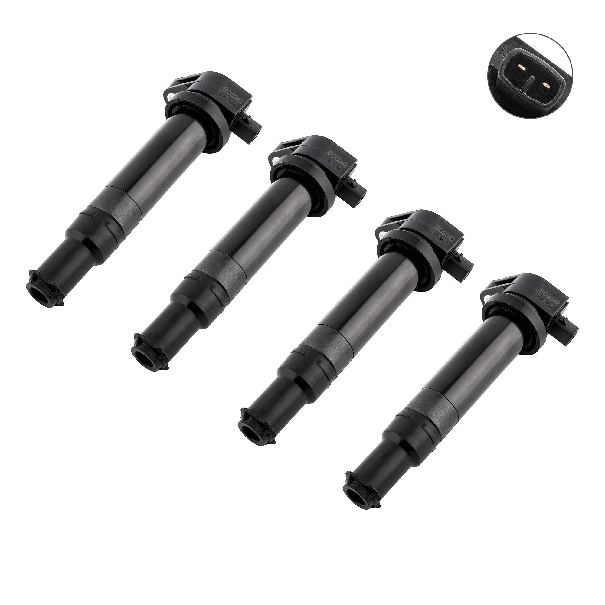 BOXI Engine Ignition Coil Packs - Compatible with Hyundai Accent & Kia Rio/Rio5 2006-2011 1.6L - Replacement for UF-499, 27301-26640, C1543, 673-8308 (4-Piece Set) - Improve Engine Performance & Fuel Efficiency for Smooth Driving