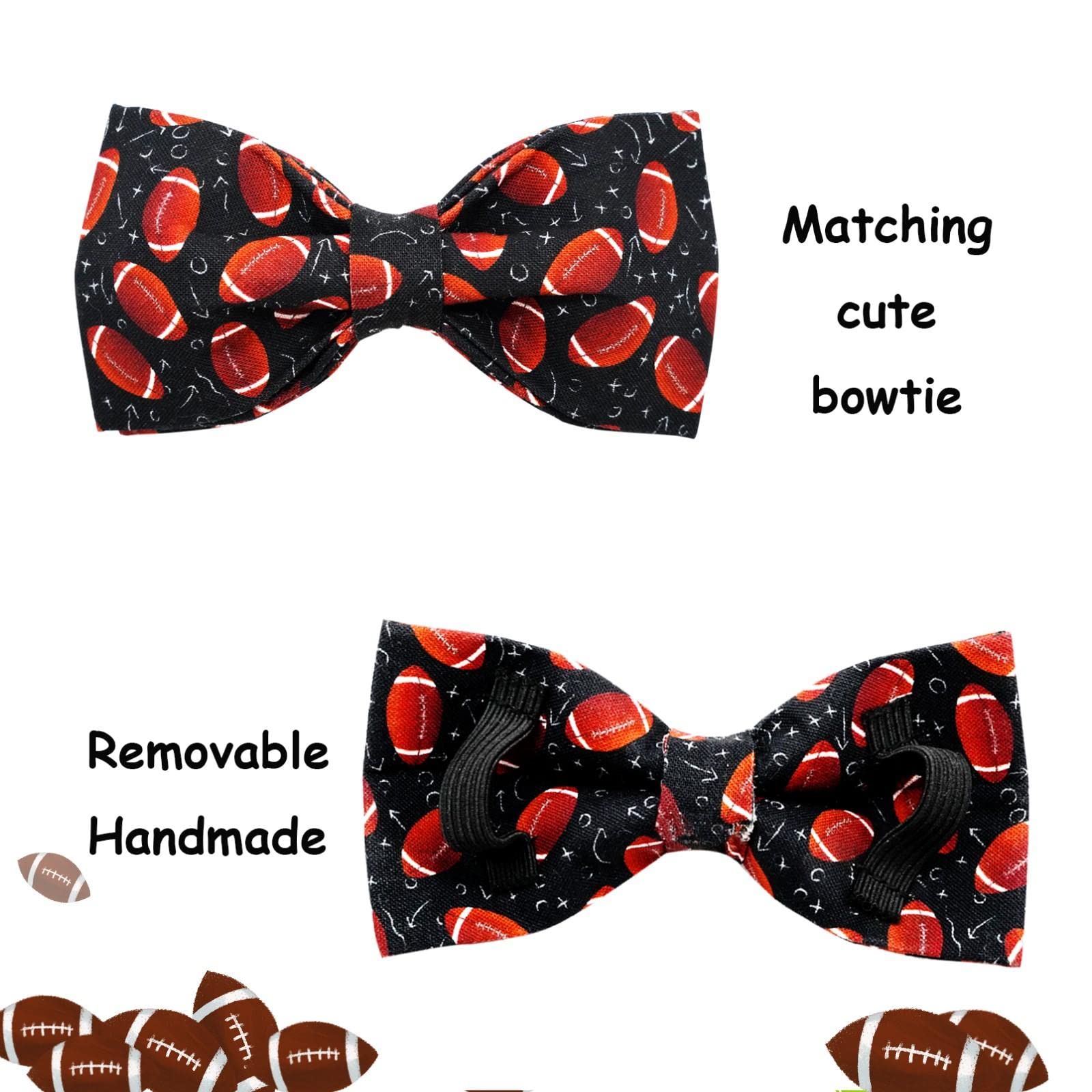 Lionheart Glory Adjustable Cotton Dog Bow Tie Collar for X-Small Dogs - Handmade Comfortable Rugby Pet Collar with Cute Bow - Perfect for Pet Parties, Photo Shoots & Special Occasions