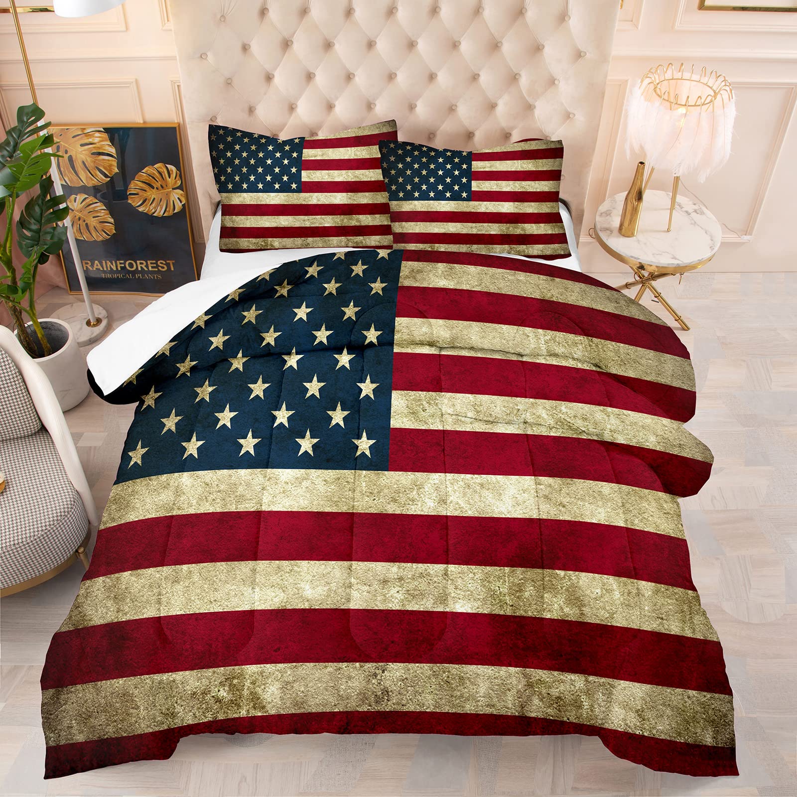 American Flag Comforter Set for Boys & Kids - Patriotic King Size Bedding with 1 Comforter & 2 Pillowcases - Perfect for Teen Bedrooms, Independence Day Decor, and Patriotic Themed Rooms