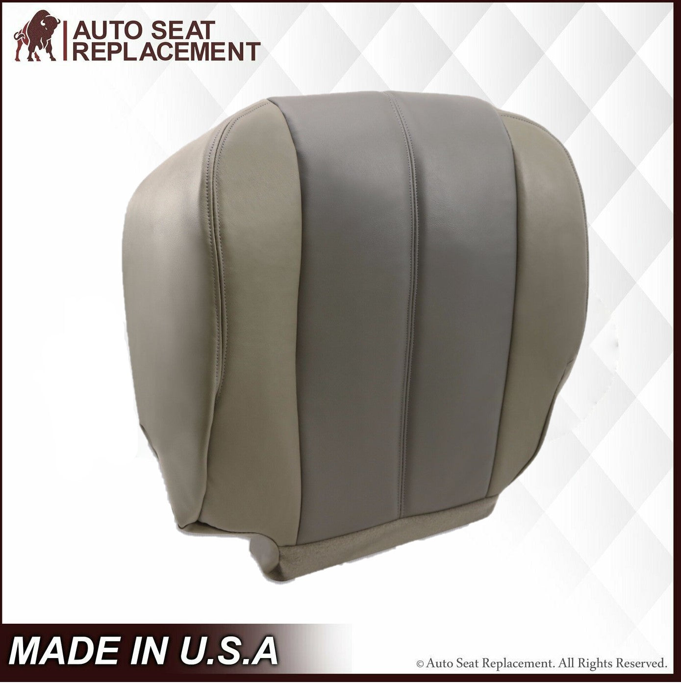 2001-2002 GMC Yukon Denali XL SLT SLE Genuine Leather Replacement Seat Covers - 2-Tone Gray | Custom Fit for Truck & SUV | Upgrade Interior Comfort for Road Trips & Daily Commute
