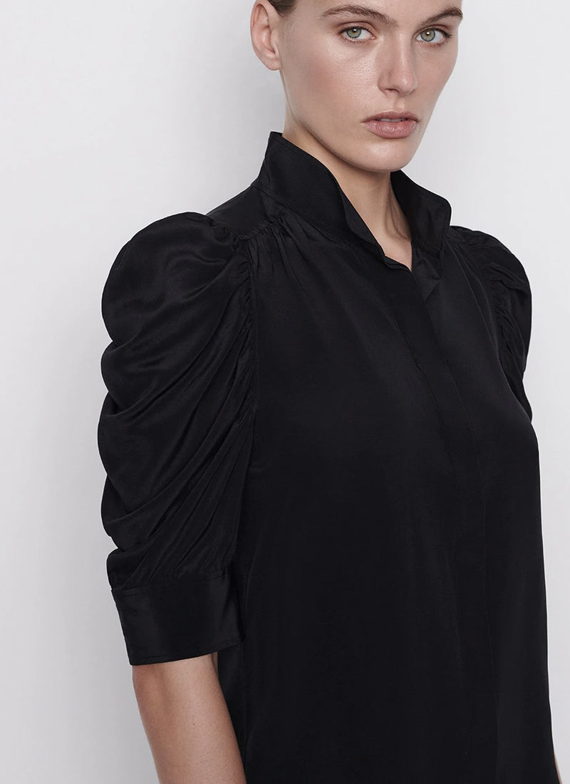 Frame Gillian Puffed Sleeves Women's Blouse - Elegant Ruffled Top for Casual Wear, Date Night & Office Outfits