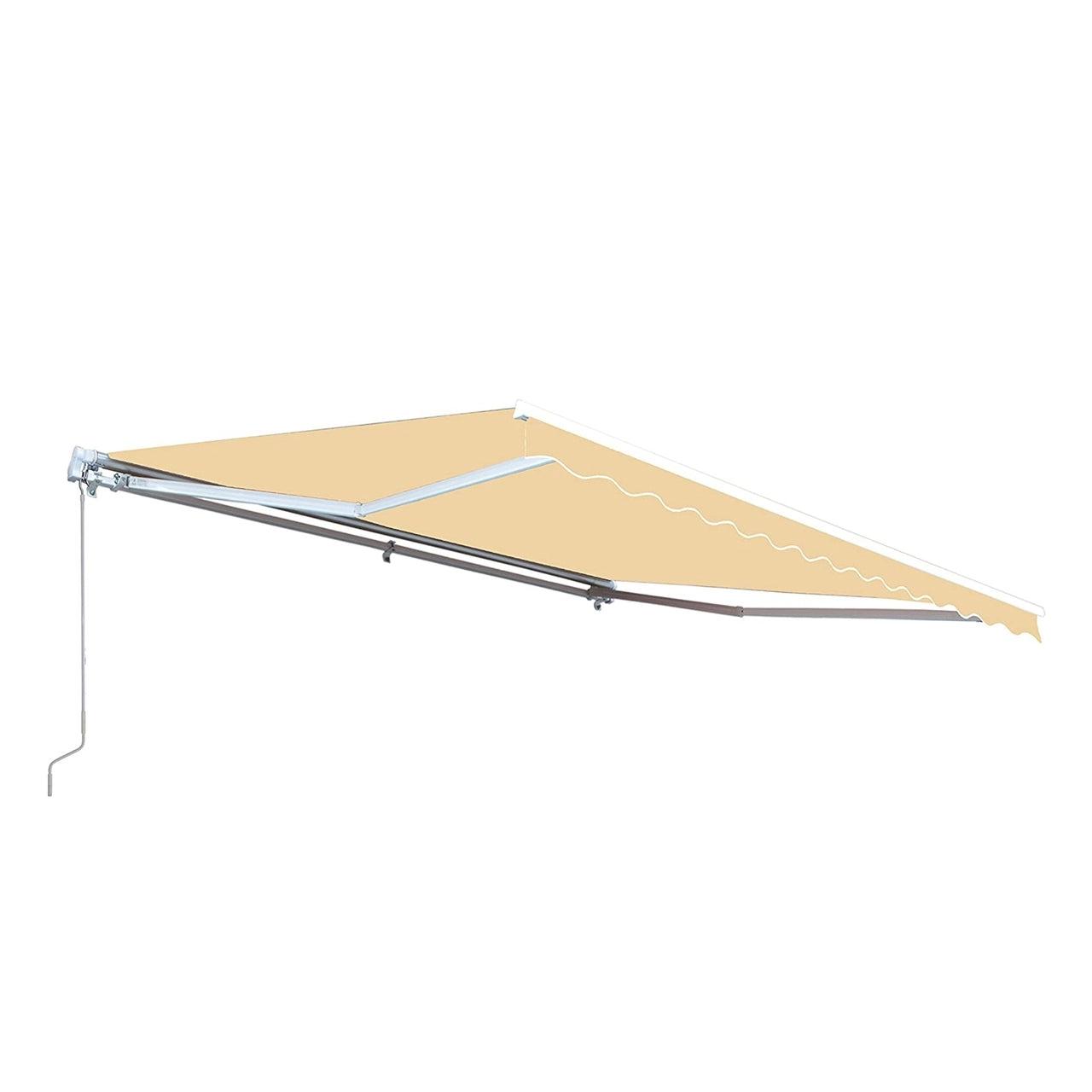 Aleko 10x8 Feet Motorized Retractable Patio Awning with White Frame in Ivory - Perfect for Outdoor Shade, Backyard Relaxation, and Deck Protection