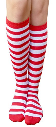 Knee High-white/Red Small Stripe