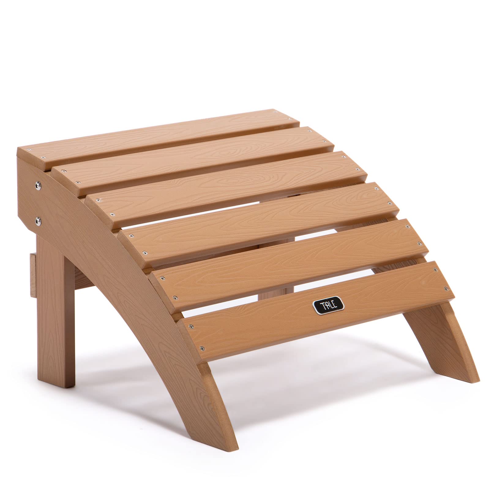 **MengK Tale Adirondack Ottoman Footstool - All-Weather & Fade-Resistant Plastic Wood Outdoor Furniture for Patio, Deck, Garden, Porch, Lawn - Brown - Perfect for Relaxing, Lounging & Enhancing Outdoor Spaces**