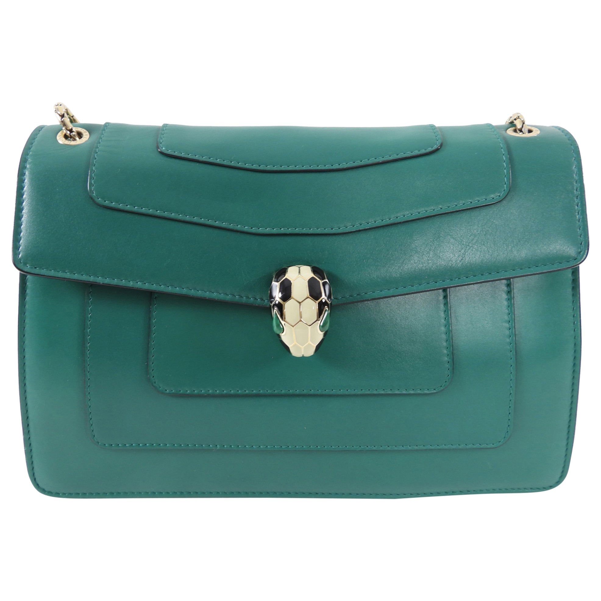 Bvlgari Serpenti Forever Green Medium Flap Crossbody Bag - Luxury Designer Handbag for Women, Perfect for Evening Parties & Date Nights