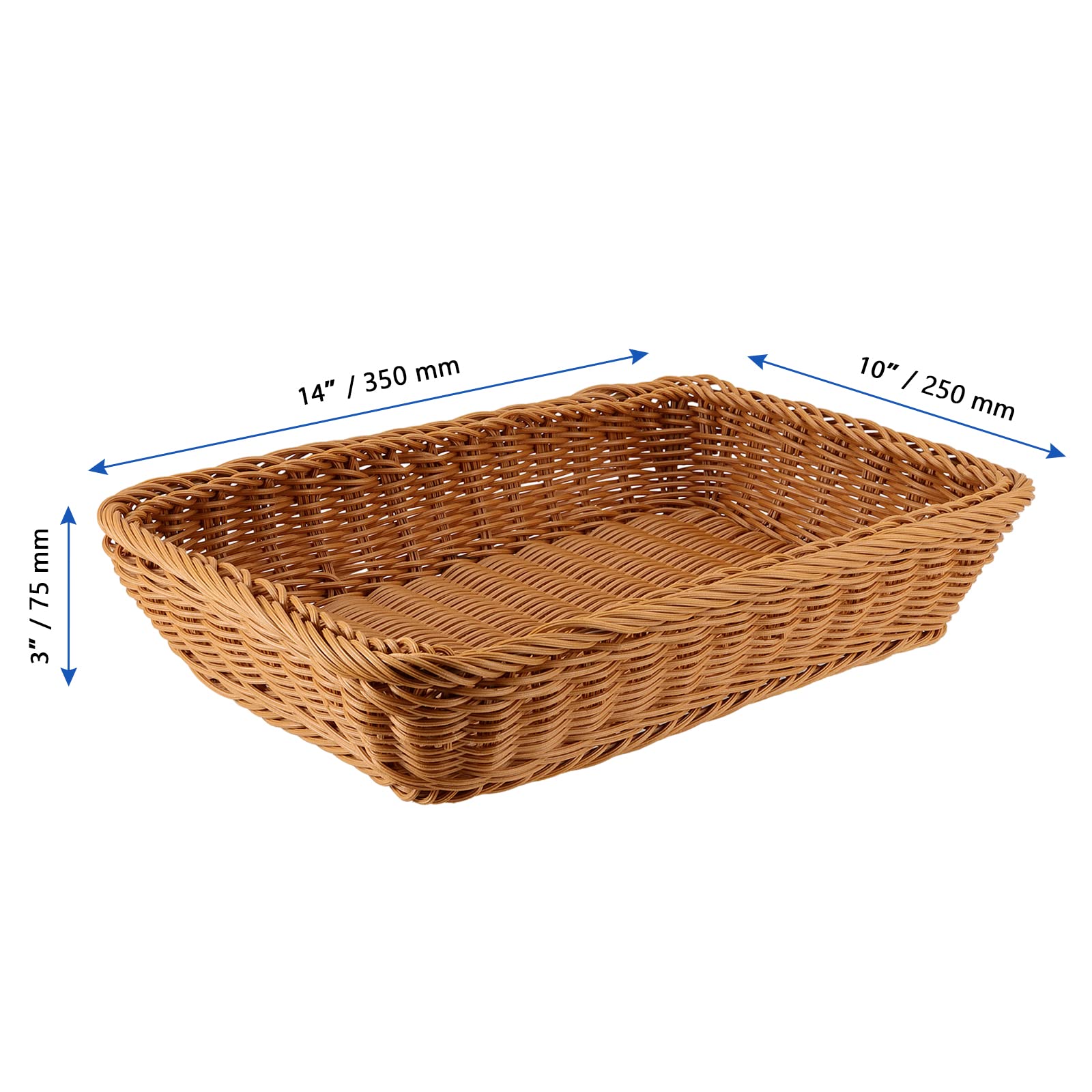 Handwoven Rattan Bread Basket Set - 3-Piece 14