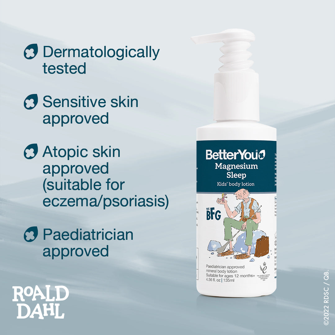 BetterYou Magnesium Sleep Mineral Lotion Junior 135ml - Natural Sleep Aid for Kids, Calming Bedtime Lotion with Magnesium for Relaxation & Better Sleep | Perfect for Nighttime Routine & Stress Relief