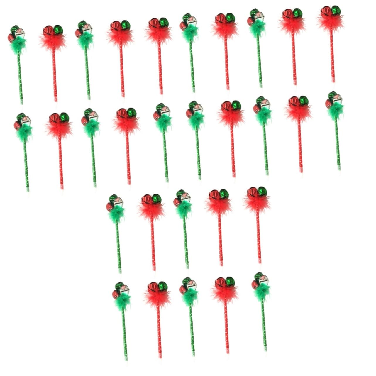 NUOBESTY 3 Sets Christmas Jingle Bell Ballpoint Pens - Festive Red & Green Writing Pens for Kids (30 Pack) - Perfect for Holiday Gift Giving, School Supplies & Creative Writing