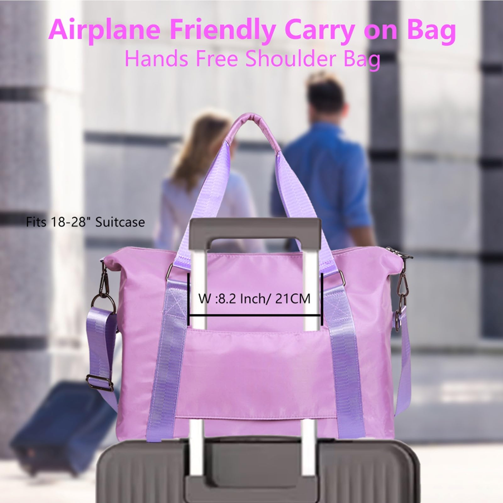 **Purple Waterproof Travel Duffel Bag with Trolley Sleeve & Shoulder Strap - Large Weekender Overnight Gym Bag for Women, Sports Tote Carry On Essentials - Perfect for Travel, Gym, Workout & Weekend Getaways**