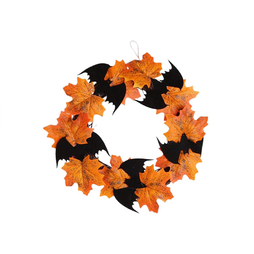 Halloween Bat Pendant Decor - Spooky Window & Door Hanging - Maple Leaf Wreath for Home, Kitchen & Outdoor Decor | Perfect for Halloween Parties, Front Porch Displays & Seasonal Home Styling