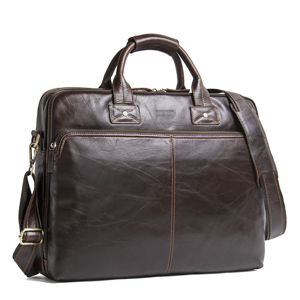 Premium Genuine Leather Laptop Briefcase for Men & Women - Business Computer Bag with Shoulder Strap - Perfect for Office, Work, Travel & Professional Meetings