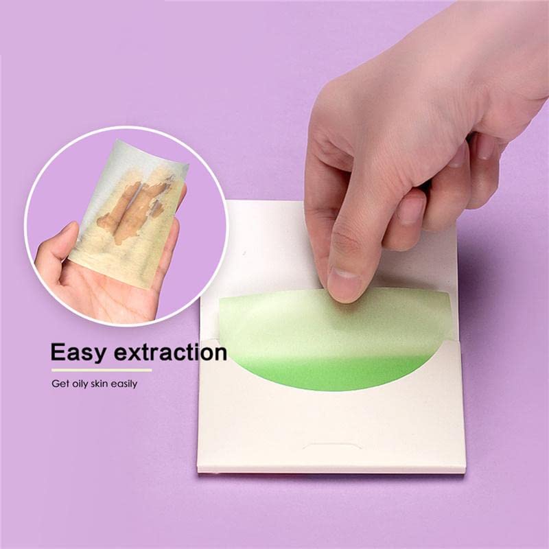 Ghelonadi 100pcs Bamboo Charcoal Oil Absorbing Sheets - Natural Green Tea Facial Blotting Papers for Oily Skin | Portable Oil Control for Makeup, Gym & Travel