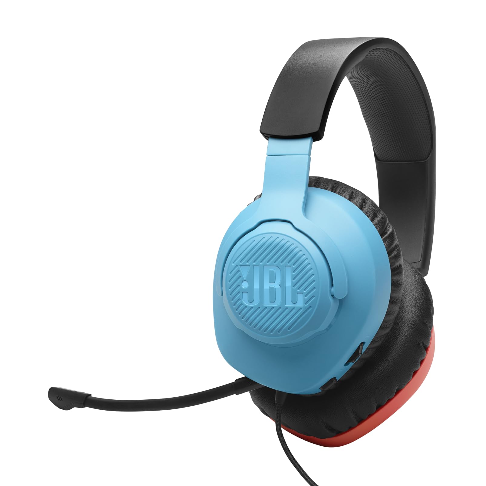 JBL Quantum 100N Wired Over-Ear Gaming Headset with Detachable Mic - QuantumSURROUND Sound, Comfortable Design, Cross-Platform Compatibility for PC, PS4, Xbox - Windows Sonic Spatial Audio (Red/Blue) - Perfect for Competitive Gaming & Immersive Entertainment