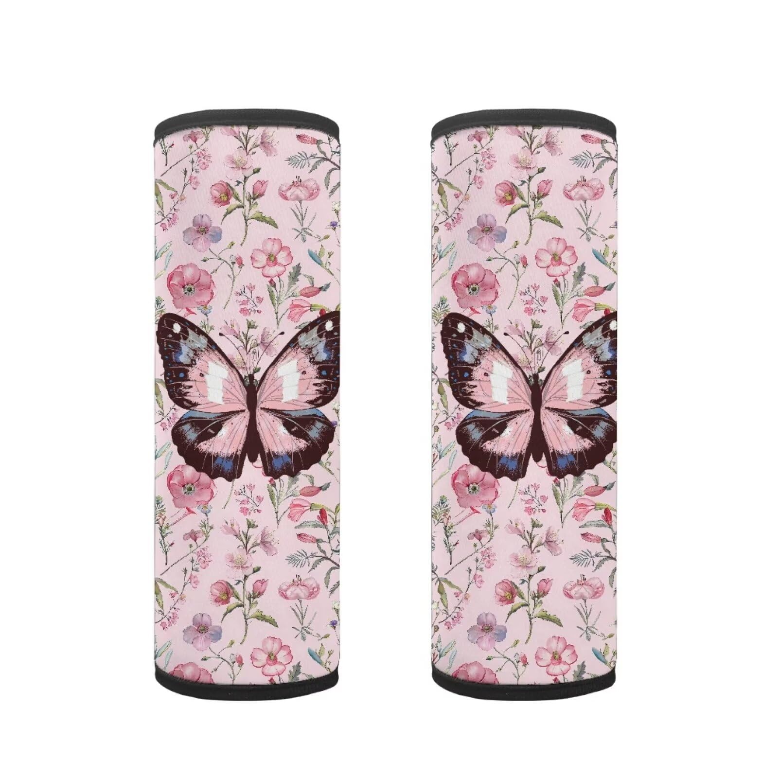 Pink Butterfly Car Seat Strap Covers for Baby & Kids - 2 Pack Anti-Slip Seat Belt Pads, Neck & Shoulder Protection for Strollers, Carriers, Pushchairs - Soft Universal Cushion for Boys & Girls (Perfect for Travel, Shopping & Daily Outings)