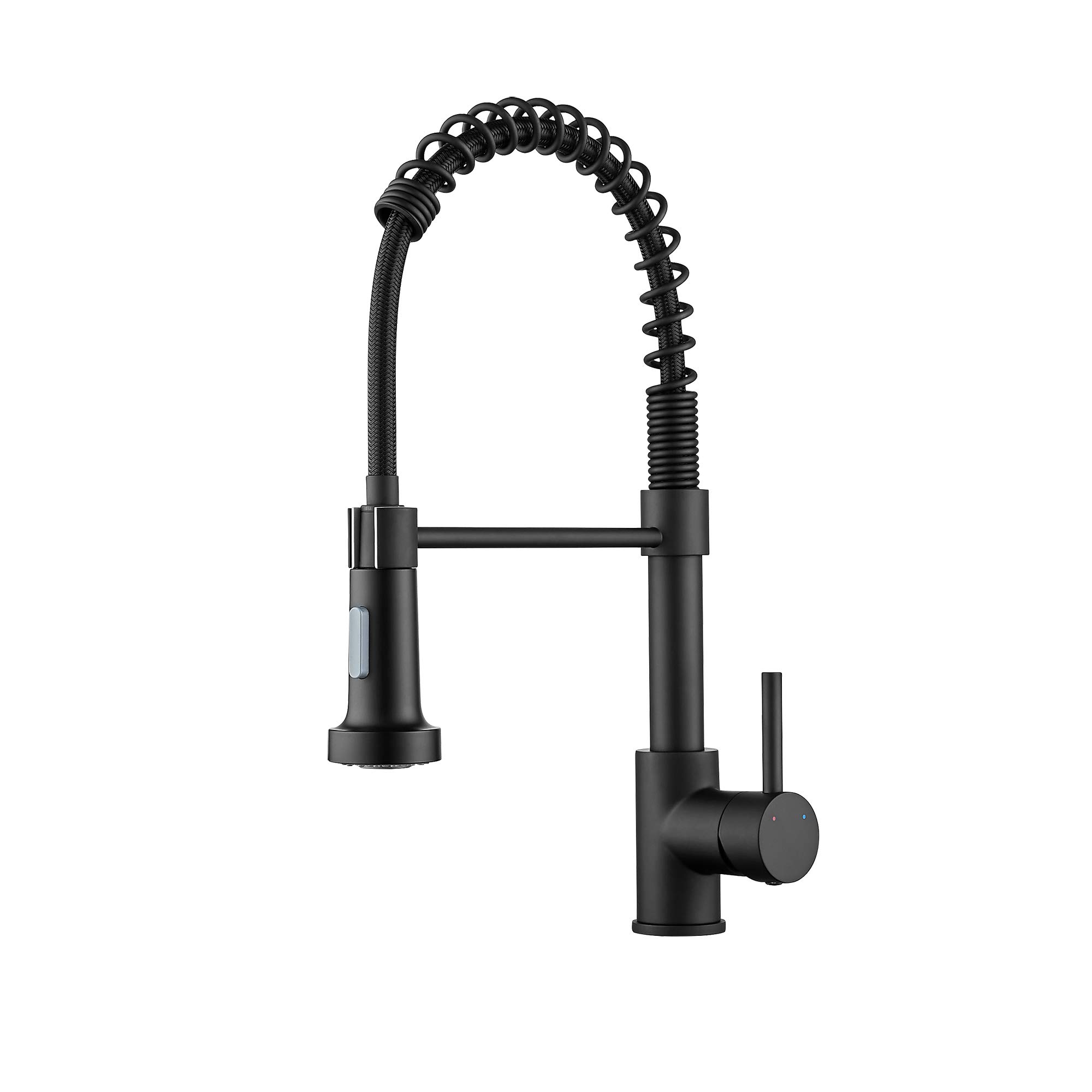 Premium Matte Black Commercial Kitchen Faucet - Solid Brass Pull-Down Sprayer with Single Handle for Farmhouse & Modern Kitchens | Durable Spring Spout for Restaurants & Home Chefs