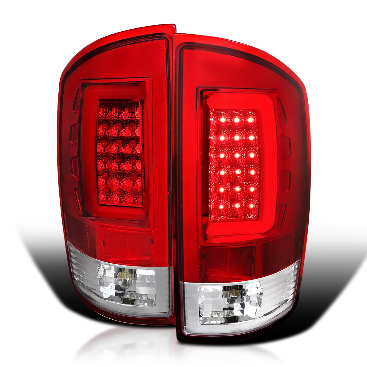 Spec-D Tuning Red LED Bar Tail Lights for 2002-2006 Dodge Ram 1500/2500/3500 - Left & Right Pair Assembly - Durable & Bright LED Brake Lights for Enhanced Night Visibility & Style Upgrade