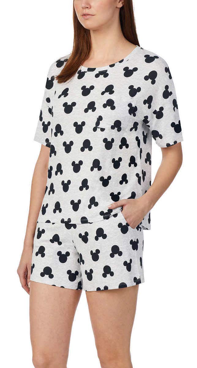 Disney Women's Short Sleeve Pajama Set with Pockets - Soft Sleepwear for Summer, Gray XX-Large - Perfect for Bedtime, Lounging & Sleepovers