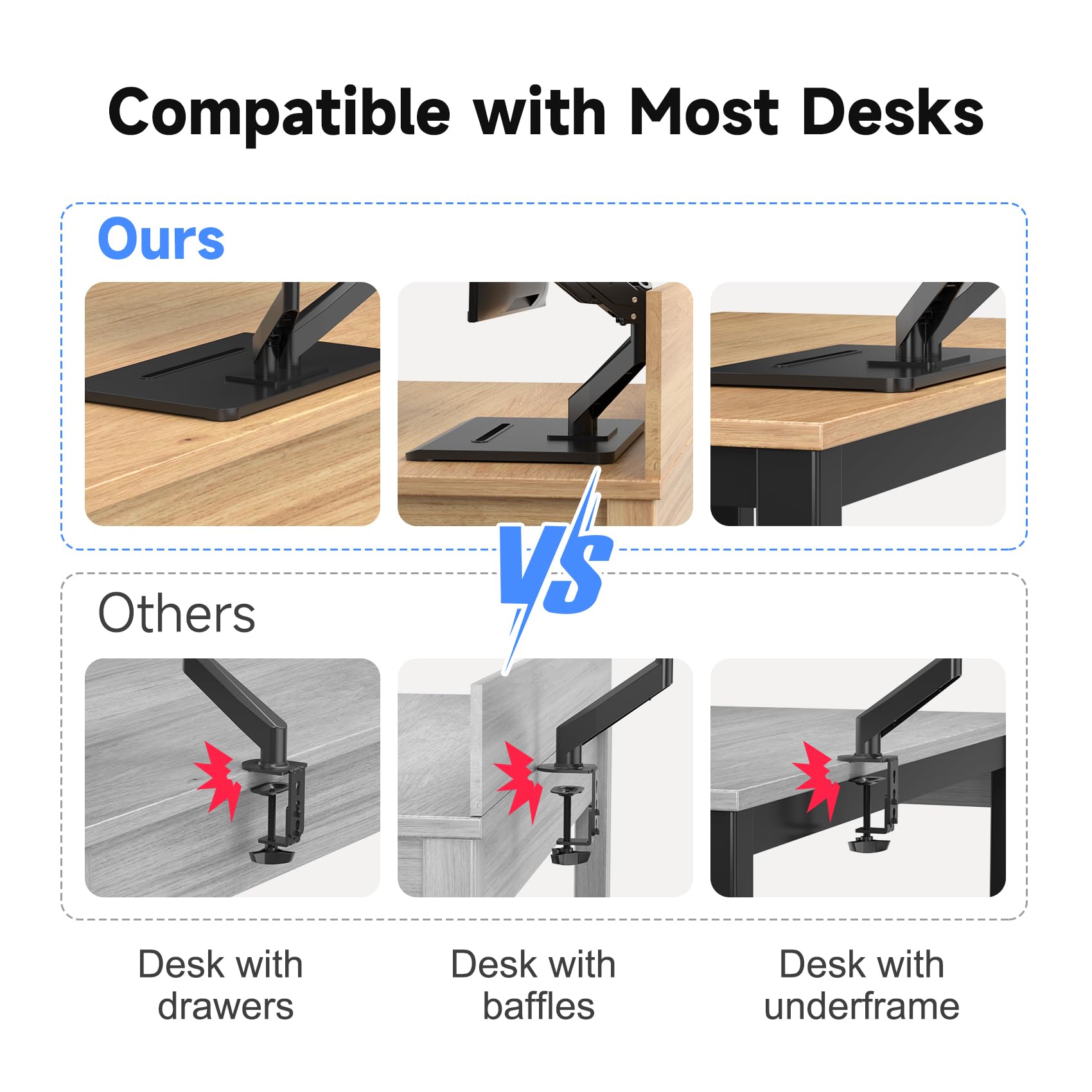 Suptek Dual Monitor Stand with Gas Spring Arm - Adjustable Free Standing Desk Mount for 17-32 Inch Screens (Up to 22 lbs) - Black (ML8SP) - Perfect for Home Office, Gaming Setup & Workspace Ergonomics