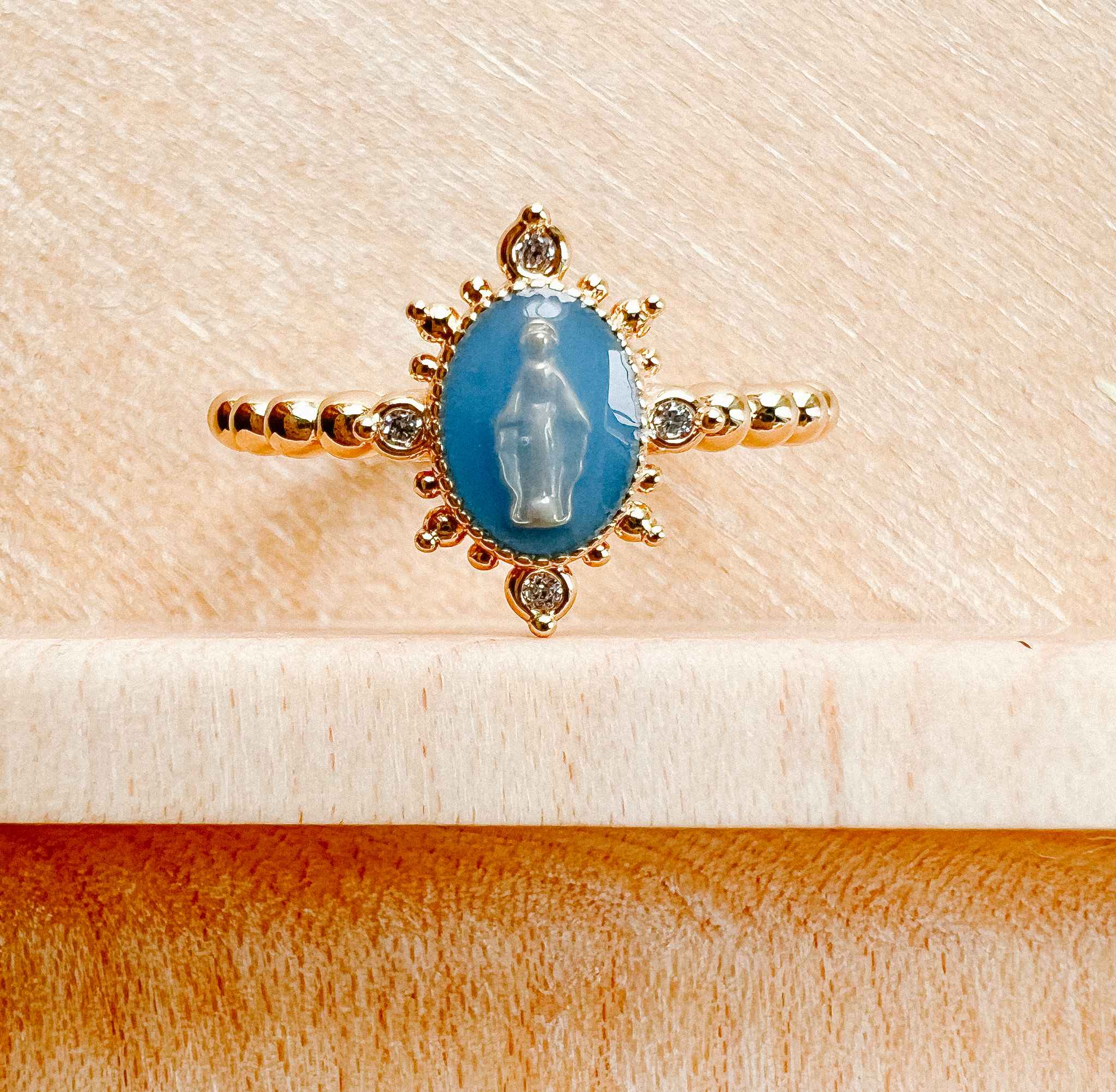 Lady Lourdes Ring - Elegant French Blue Cubic Zirconia Silver Ring for Women | Perfect for Weddings, Anniversaries & Special Occasions