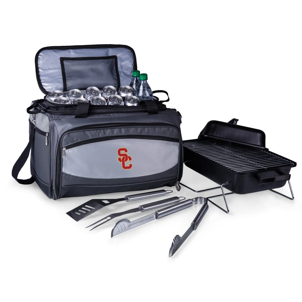 PICNIC TIME NCAA Unisex-Adult Portable Charcoal Grill & Cooler Tote - Buccaneer Team Design for Tailgating, Camping & Beach BBQs