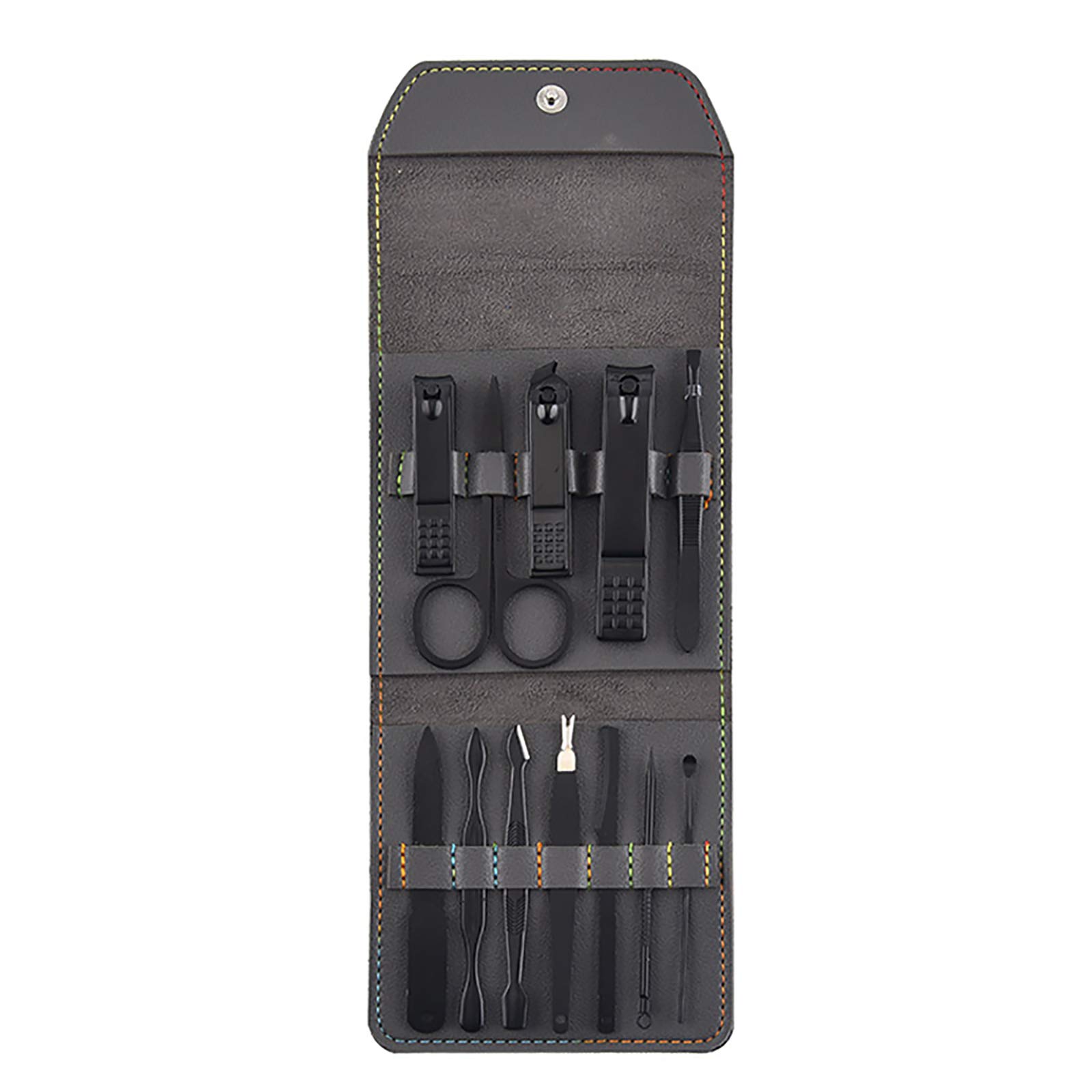 Professional 12Pcs Stainless Steel Manicure Pedicure Set - Nail Clippers, Scissors & Grooming Kit for Travel, Home & Salon Use - DUXEDO Gray Nail Care Tools
