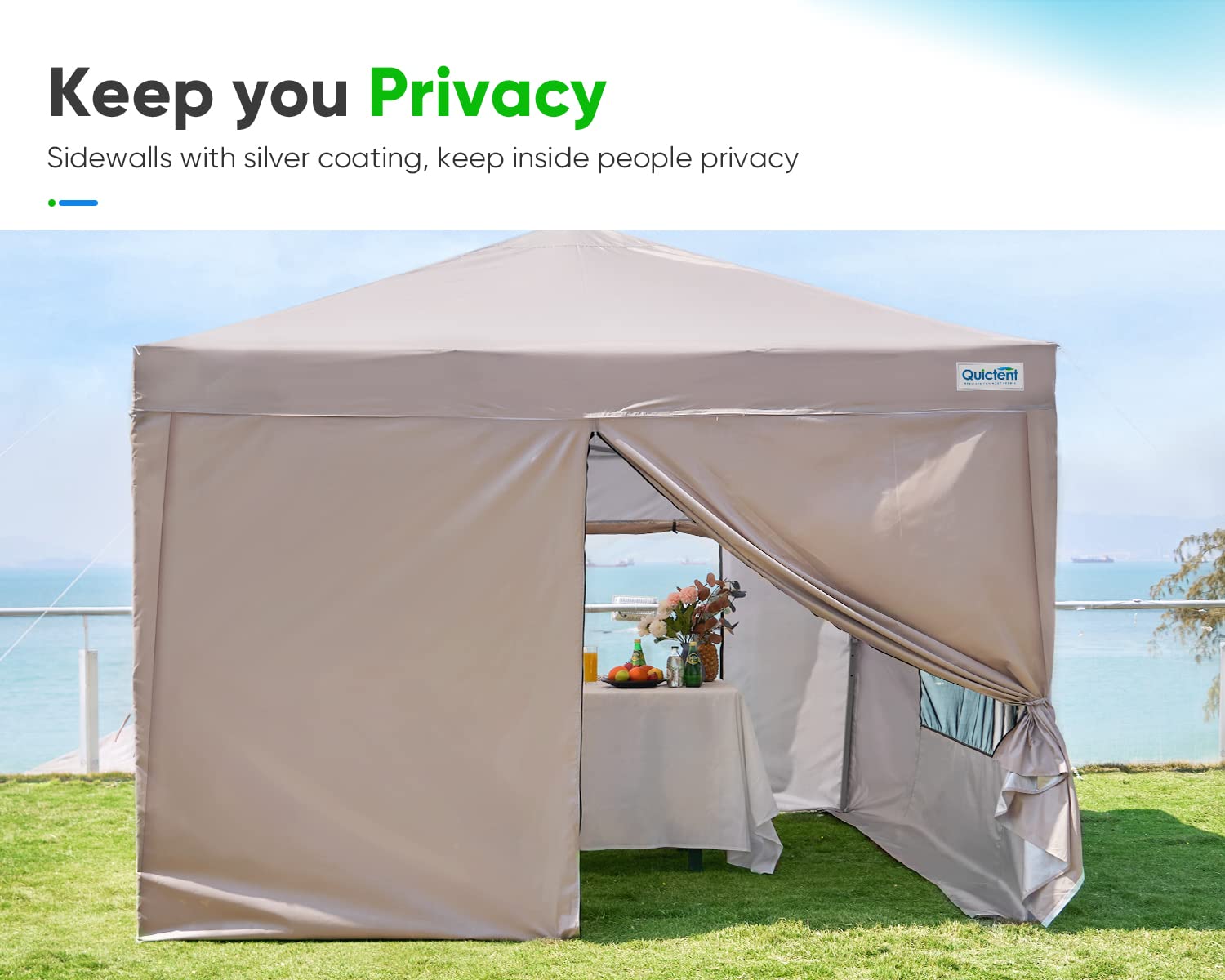 Quictent 10x10 Pop Up Canopy Tent - Waterproof Instant Gazebo with Removable Sidewalls, UV 50+ Sun Protection, Carrying Bag & Accessories - Ideal for Outdoor Parties, Camping, Beach, Farmers Market and Backyard Events
