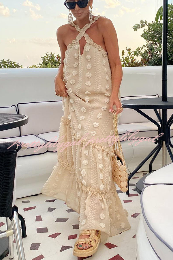 Sweet By The Sea Floral Halter Maxi Dress - Boho Beach Wedding, Summer Vacation & Tropical Party Outfit