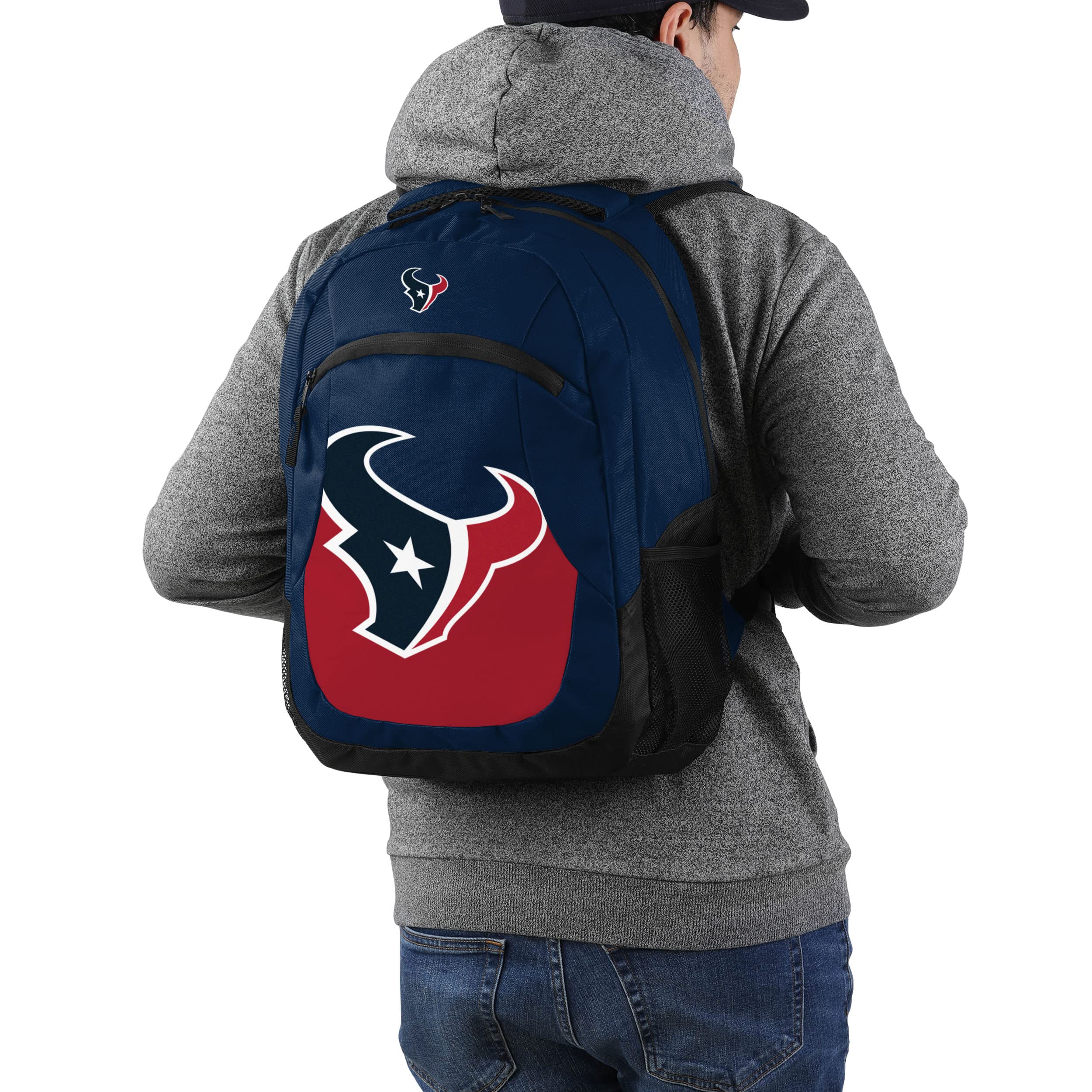 FOCO NFL Team Logo Action Backpack - Waterproof Durable School & Travel Backpack for Men & Women - Perfect for Sports, Gym, Hiking & Outdoor Activities