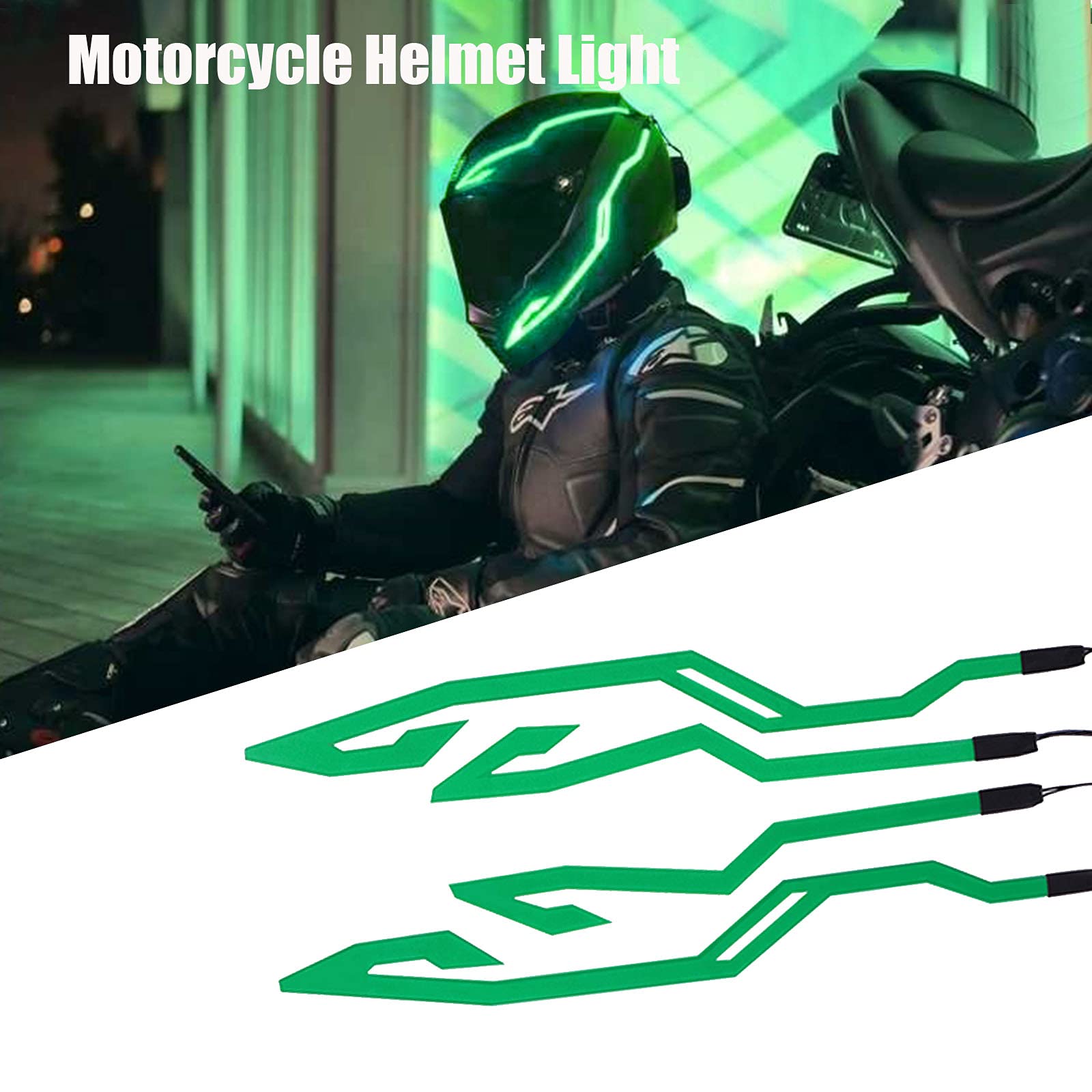 VideoPUP 2-Pack Motorcycle Helmet LED Light Kit - High Visibility Green Cycling Sticker Lights for Night Riding Safety | Perfect for Motorcycle & Bike Helmets - Ideal for Commuting, Night Rides & Road Safety