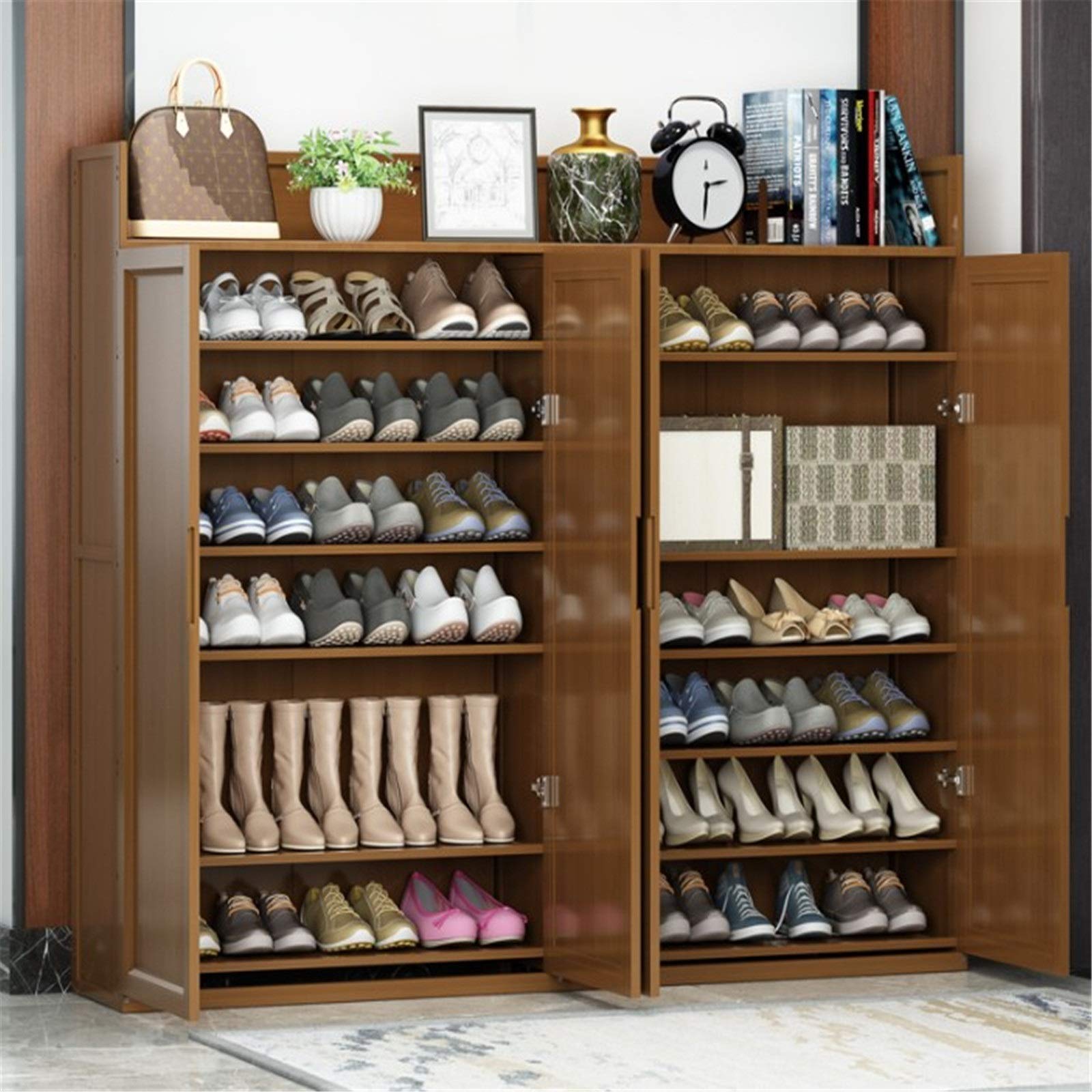 Viinice Shoe Cabinet - Large Capacity Multi-Layer Shoe Rack with Hanger, Dustproof Door Storage for Home, Dormitory & Entryway - Space Saving Organizer for Shoes, Boots & Accessories - Perfect for Bedroom, Closet or Hallway Organization