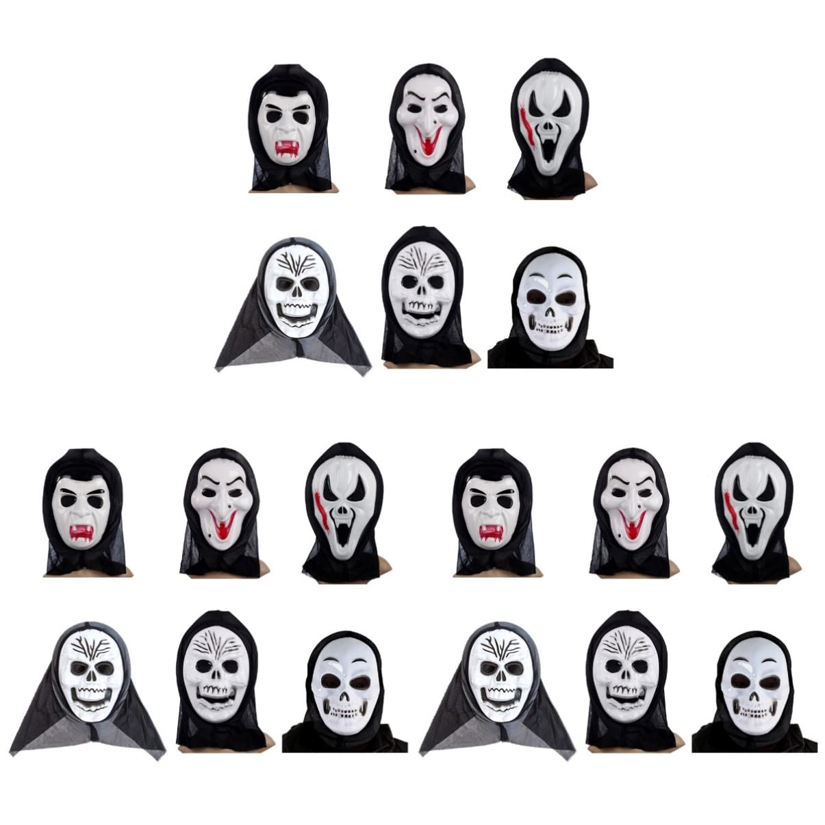 18 Pcs Halloween Ghost Grimace Scary Horror Masks - Abaodam Costume Party Masquerade Cosplay Accessories for Spooky Decorations & Haunted House Themes