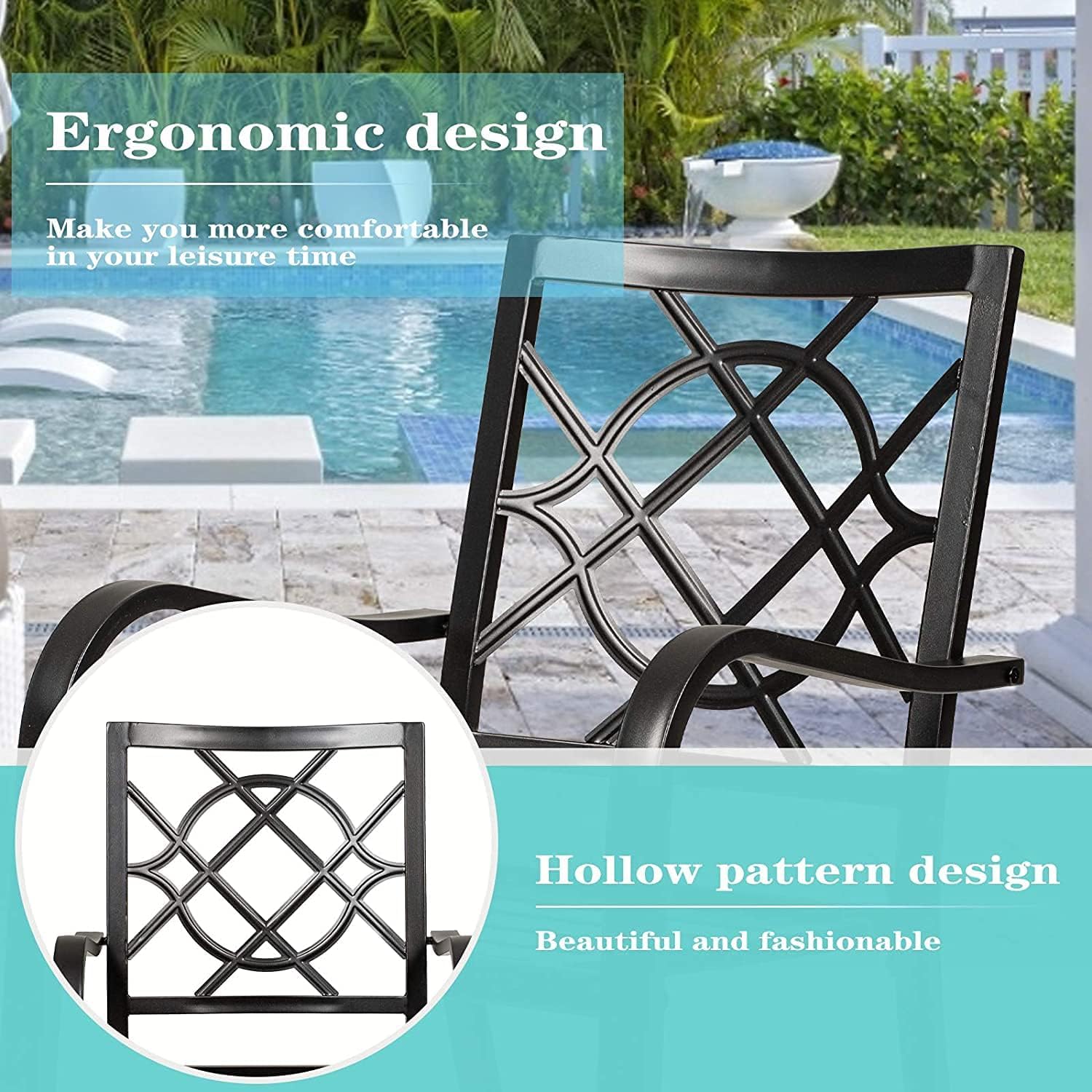 **Crownland 2-Piece Wrought Iron Patio Dining Chair Set - Stackable Outdoor Bistro Chairs with Armrests for Garden, Poolside, Backyard, Deck - Weather-Resistant Black Metal Chairs for Relaxing & Entertaining**