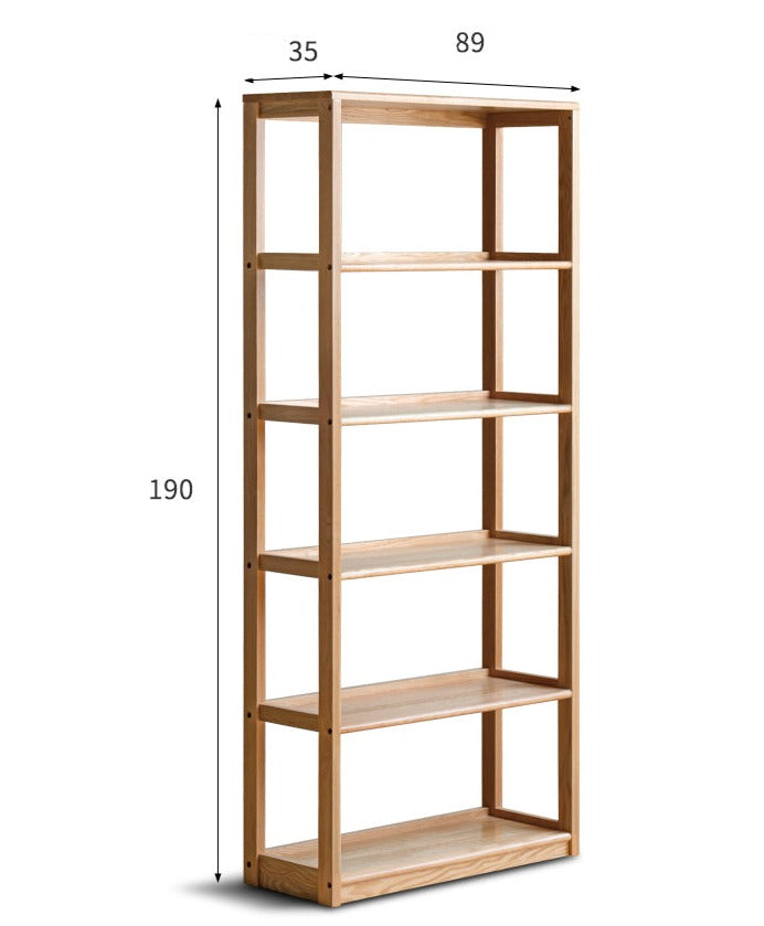 Solid Oak Wood 5-Tier Bookshelf - Sturdy Multi-Layer Bookcase for Home Office, Living Room & Library Storage