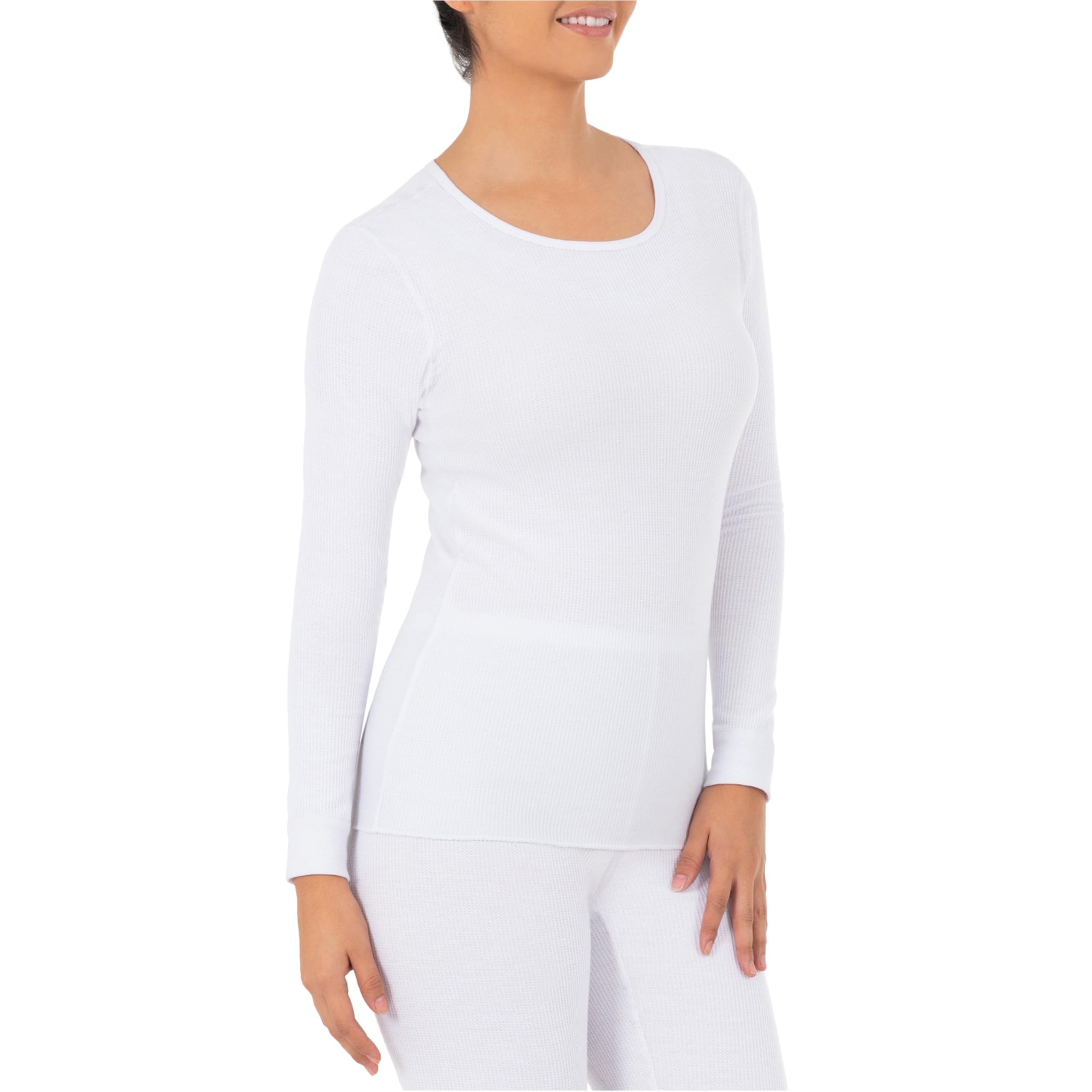 Fruit of the Loom Women's Micro Waffle Premium Thermal Underwear Tee Shirt - Soft Warm Base Layer for Winter, Cold Weather & Outdoor Activities