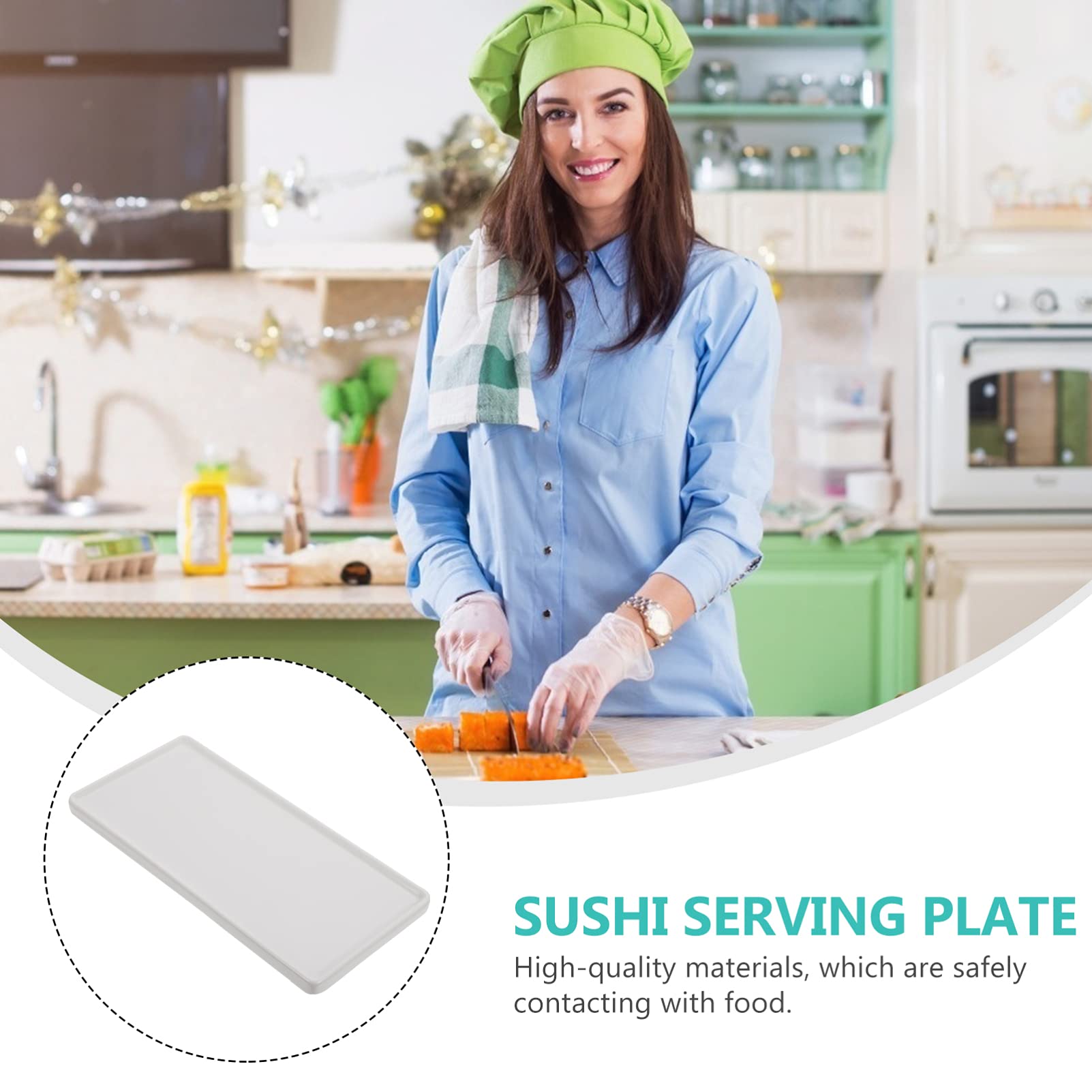 Japanese Ceramic Sushi Plates - White Rectangular Serving Trays for Appetizers & Desserts | Perfect for Sushi, Sashimi & Party Snacks