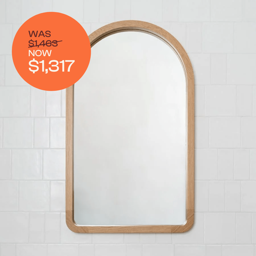 Alura Arch Mirror 600 - American Oak Lighted Full-Length Floor Mirror for Bedroom Decor & Vanity Dressing Room