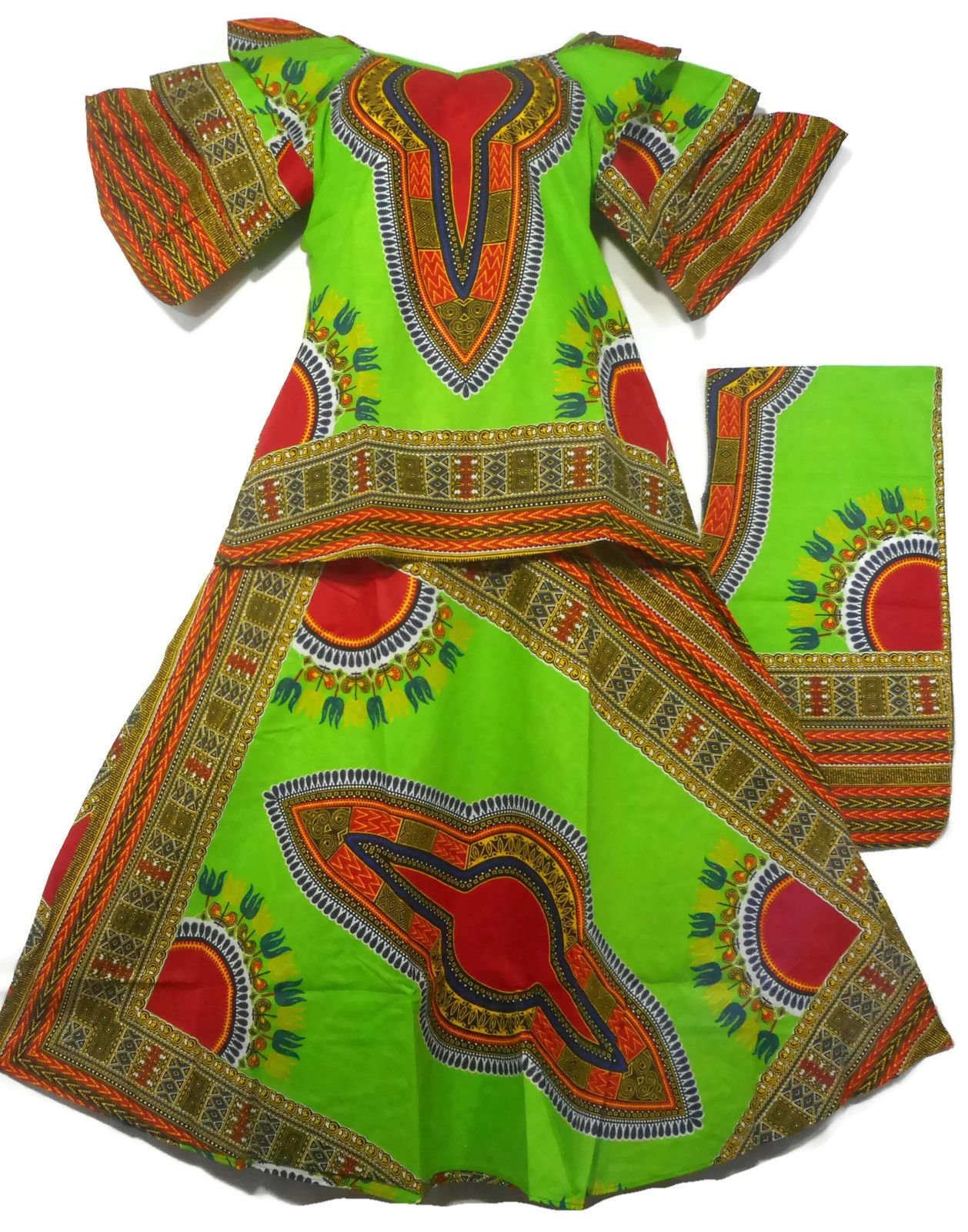 African Wax Dashiki Skirt Suit for Women - S/M/L/XL Sizes - Stylish Maxi Outfit for Parties, Weddings & Cultural Events | Decora Apparel