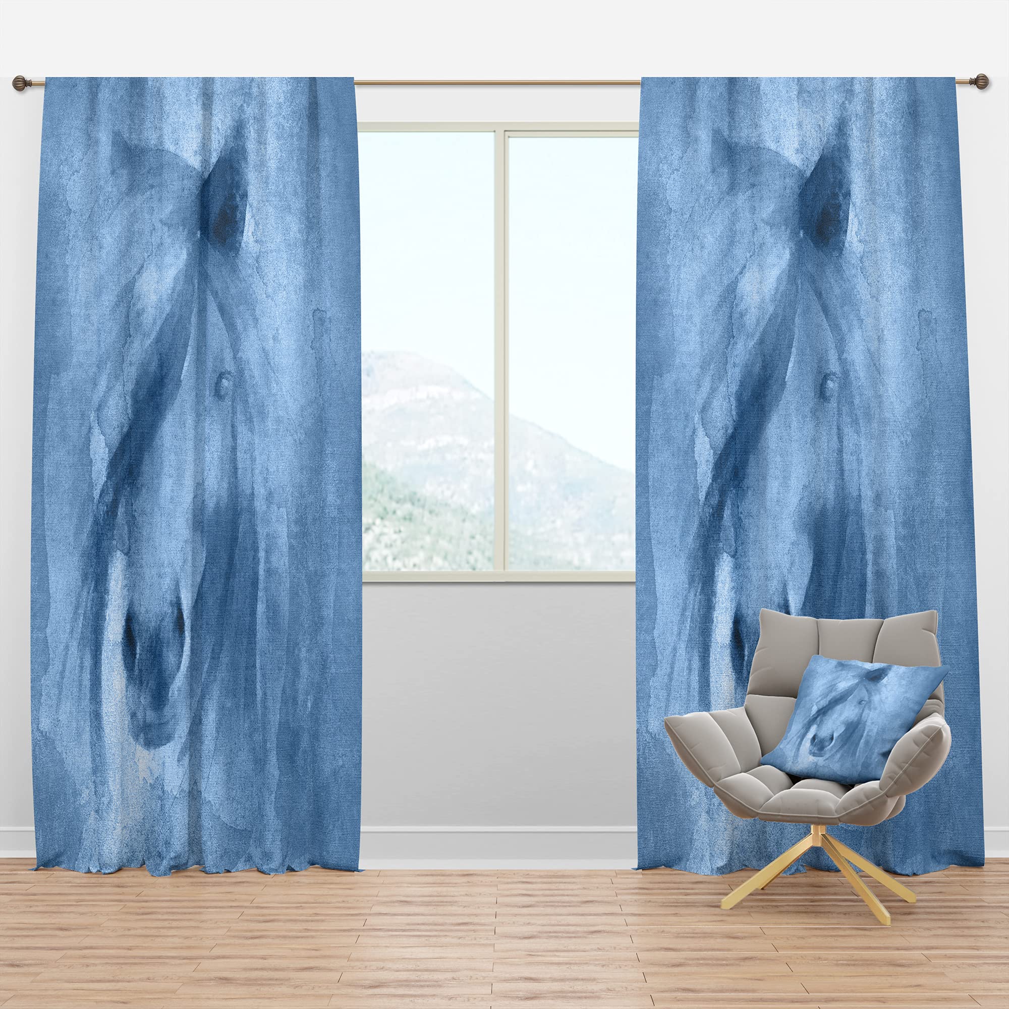 Farmhouse Horse XI Blackout Curtains - Thermal Insulated Single Panel (52x120 inches) for Bedroom & Living Room - Noise Reducing & Energy Saving Window Drapes - Perfect for Home Decor, Nursery, and Office Use