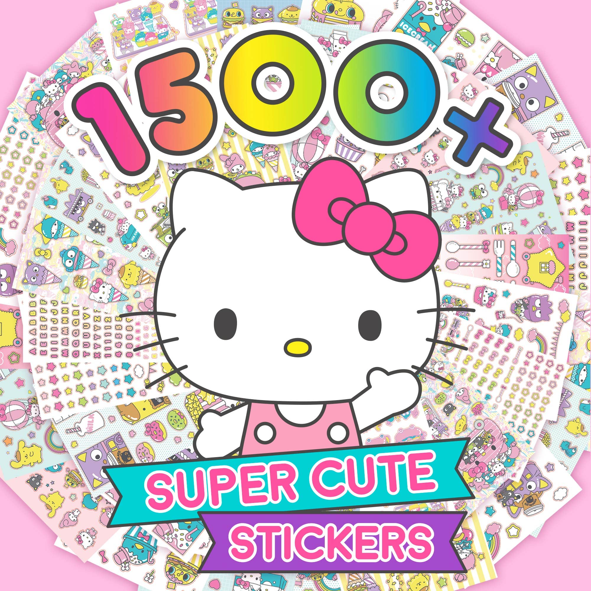 Sanrio Hello Kitty & Friends 1500+ Kawaii Stickers Set - Hello Kitty, Chococat, My Melody, Keroppi, Badtz-Maru, Pompompurin - Cute Gift for Kids, Teens, Girls & Adults - Perfect for Scrapbooking, Journals, Laptops & Water Bottles