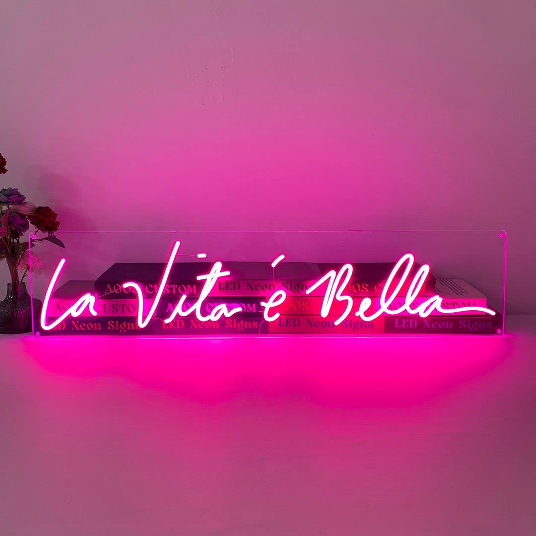 La Vita è Bella Italian Neon Sign - Vintage Wall Art for Bedroom, Living Room & Home Decor | Aesthetic Neon Lights for Wedding, Party, Bathroom & Kitchen | Perfect for Instagrammable Room Decor & Gift Ideas