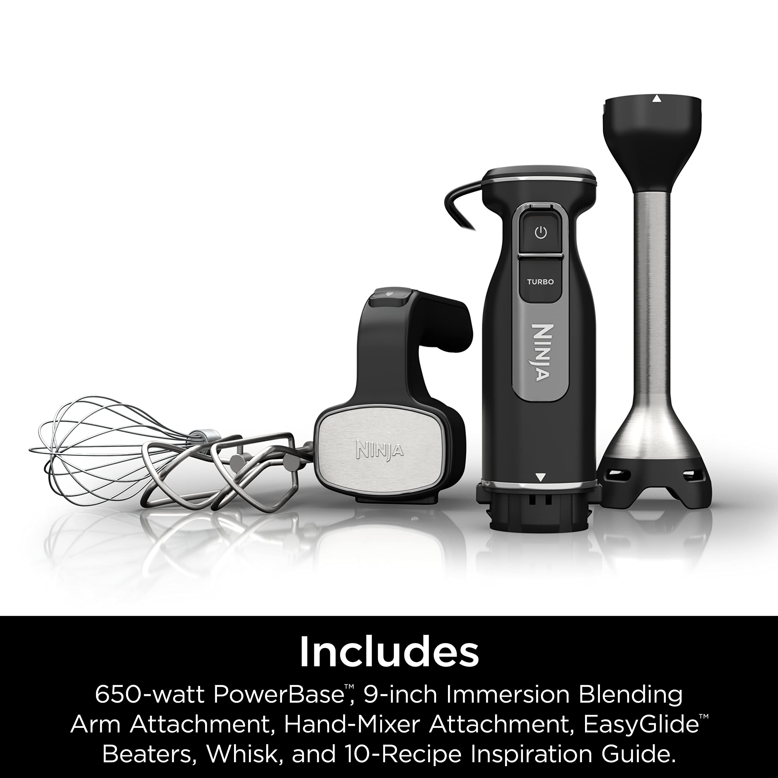 Ninja CI100C Foodi Power Mixer System - 1000W Immersion Blender & Hand Mixer Combo for Smoothies, Soups, Baking - Powerful Kitchen Mixing Tool (Black) - Perfect for Home Cooking, Meal Prep & Professional Chefs