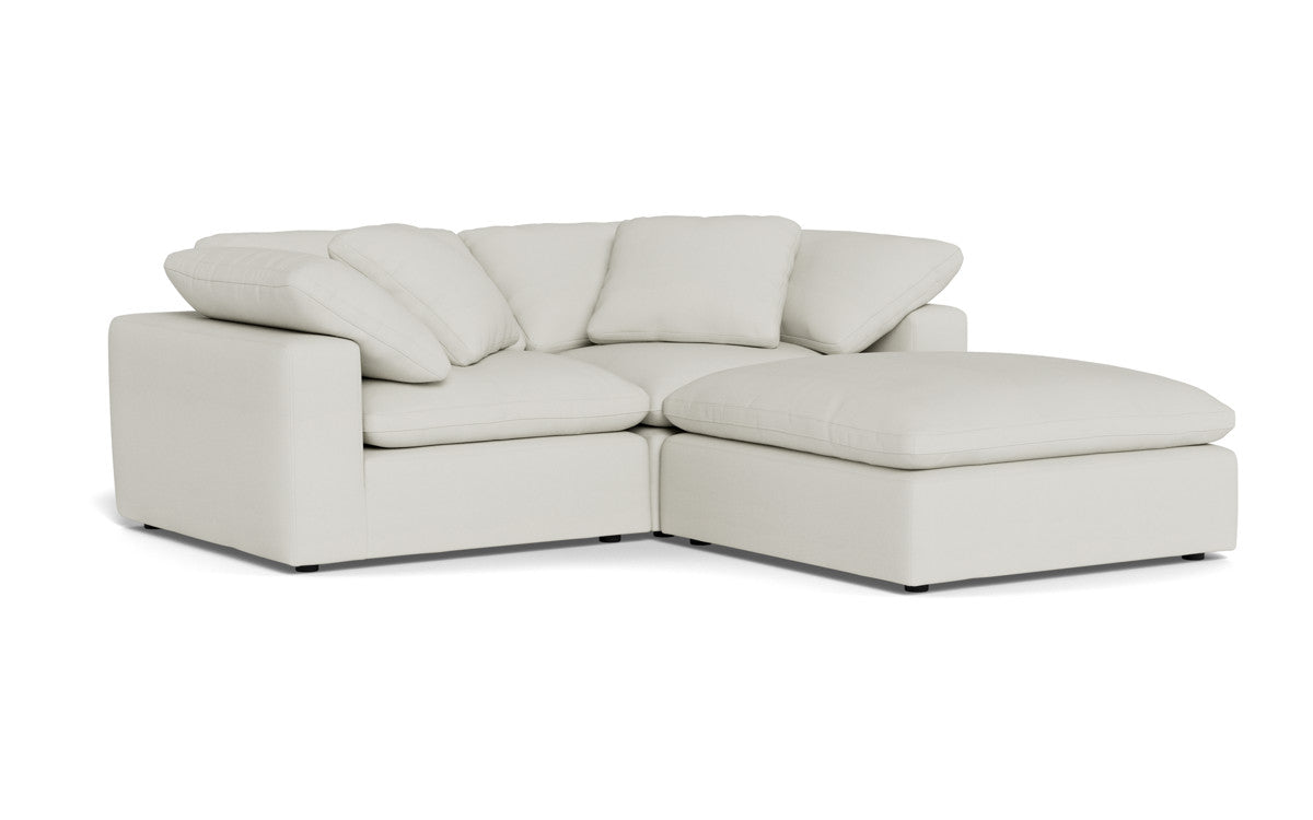 Fluffy 2-Piece Sectional Sofa with Ottoman - Soft Plush Fabric Living Room Couch for Cozy Home, Apartment, or Dorm Comfort - Perfect for Lounging, Movie Nights & Small Spaces