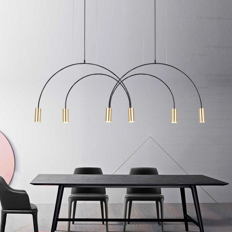 Elegant Curve Hanging Light - Modern LED Pendant Lighting Fixture for Dining Room, Kitchen Island & Bedroom Decor