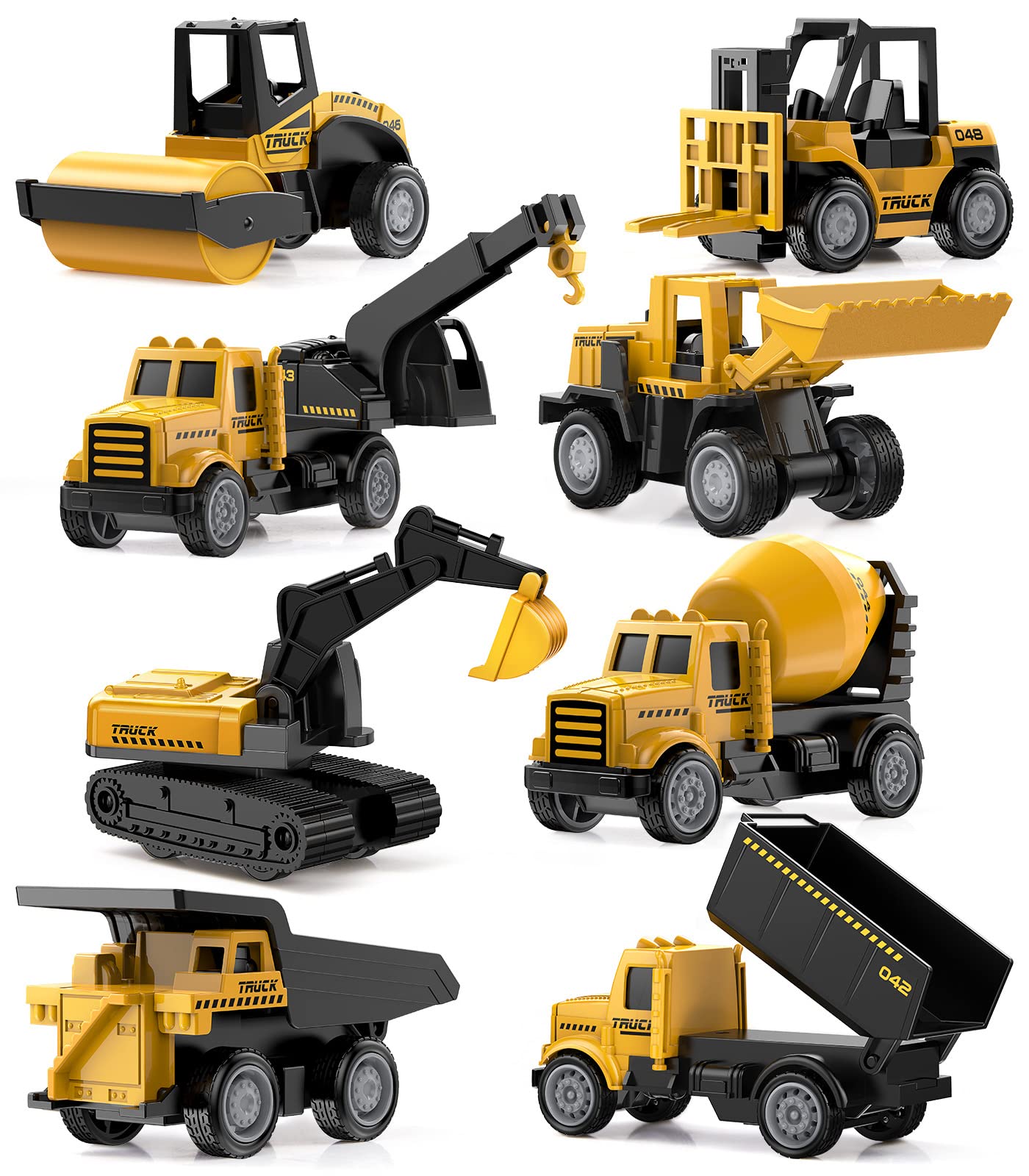 Geyiie Alloy Mini Construction Vehicles Set - Die Cast Small Bulldozer, Excavator & Dump Truck Toys - Heavy Duty Metal Construction Toy Cars for Kids & Toddlers - Perfect for Outdoor Play, Easter Gifts & Construction Theme Parties