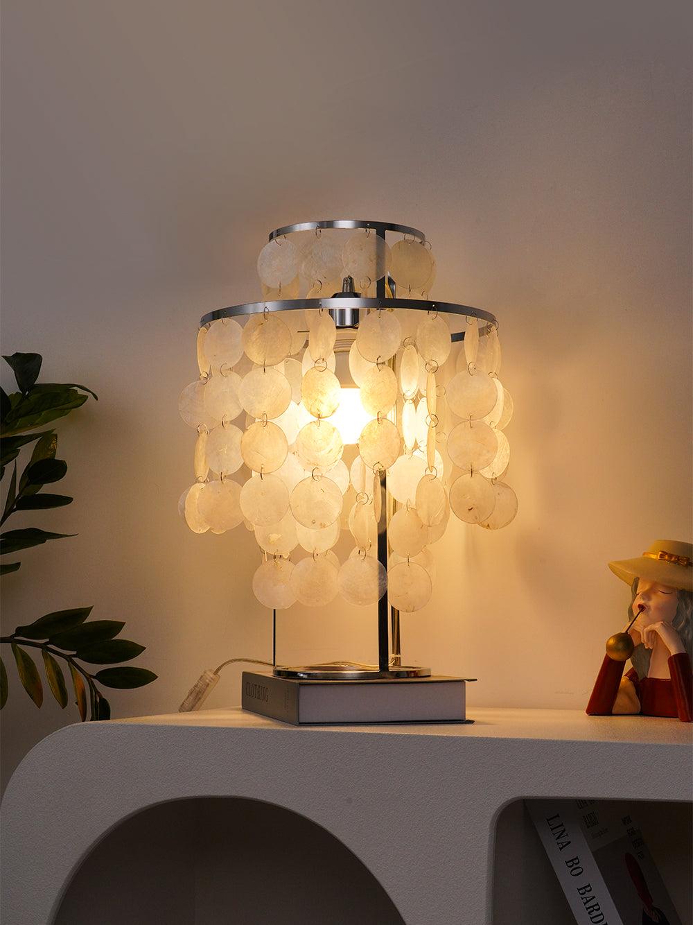 Modern Round Shell Table Lamp - Stylish Bedside & Living Room Lighting for Home Decor | Perfect for Bedroom, Office & Reading Nook