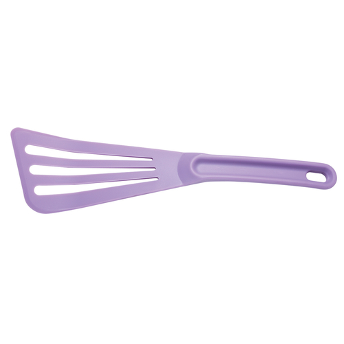 Mercer Culinary Hell's Tools 3.5 x 12 Slotted Turner - Purple Plastic Spatula for Flipping Pancakes, Burgers & Eggs - Perfect for Grilling, Cooking & Baking