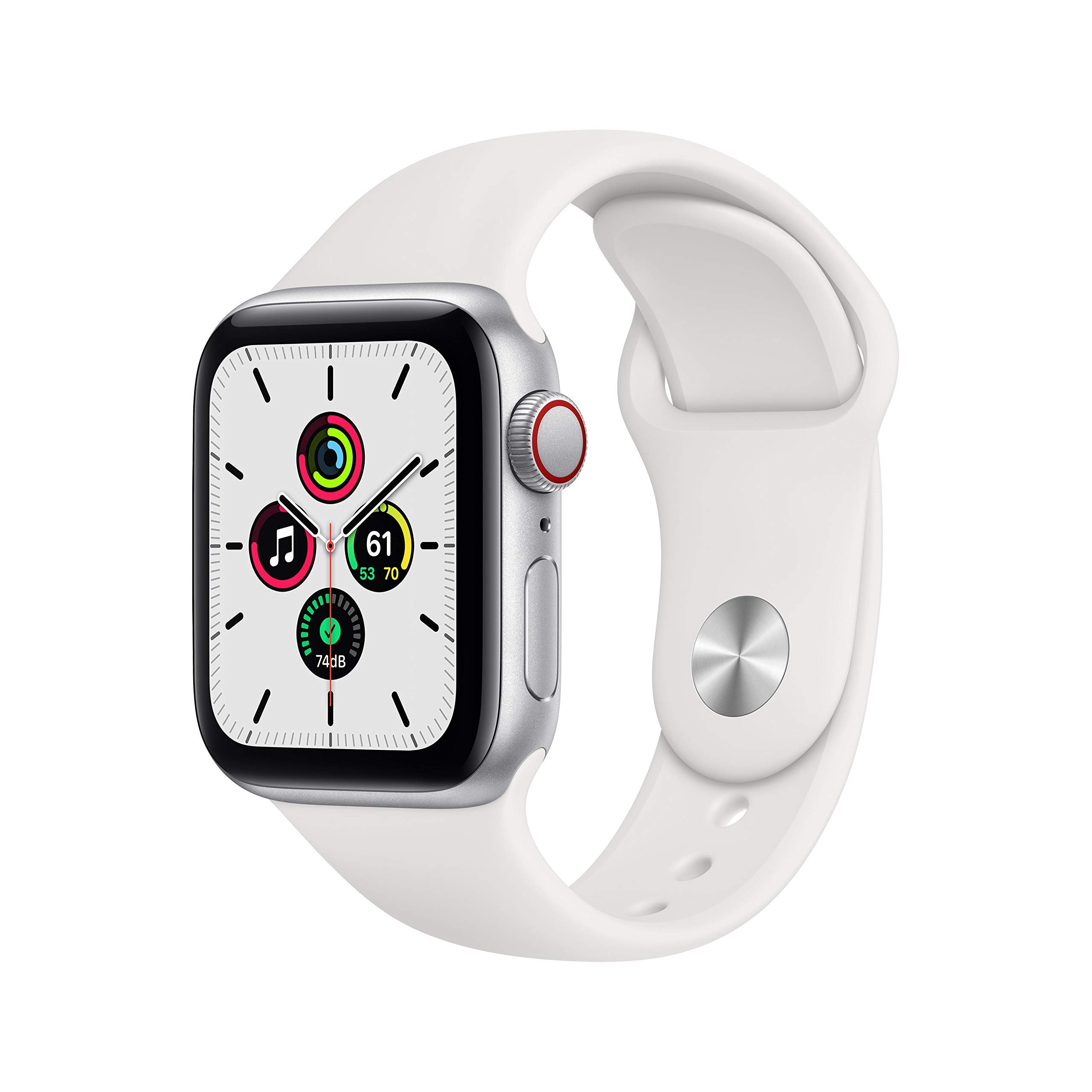 Apple Watch SE 2020 (GPS + Cellular, 40mm) - Silver Aluminum Case with White Sport Band - Renewed Premium Smartwatch for Fitness Tracking, Notifications & Calls | Perfect for Workouts, Running & Daily Use