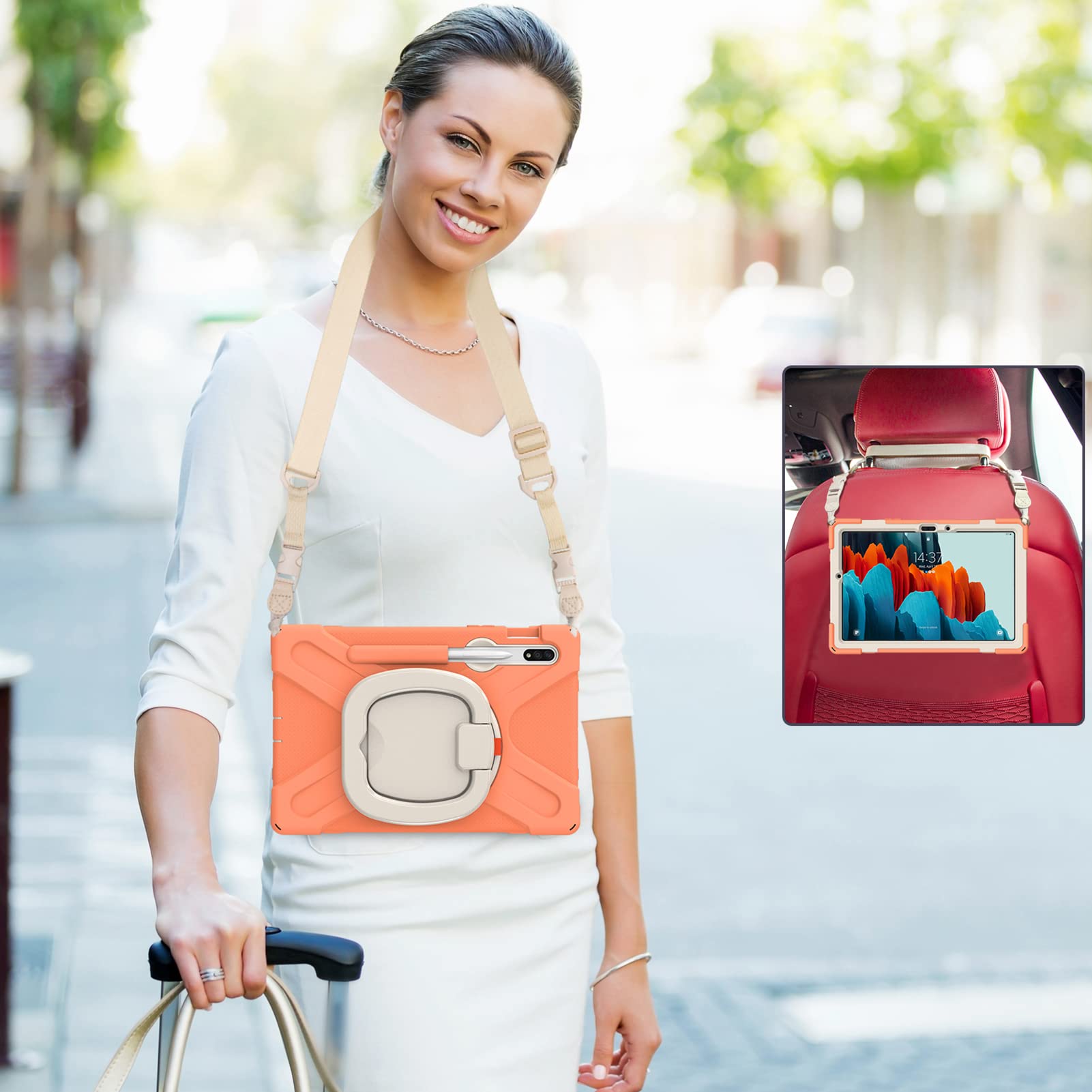 ORIbox Heavy Duty Rugged Protective Case for Samsung Galaxy Tab S8/S7 11 Inch - 3-in-1 Shockproof Bumper with 360° Rotating Ring Holder & Kickstand - Perfect for Commuting, Travel, and Outdoor Use